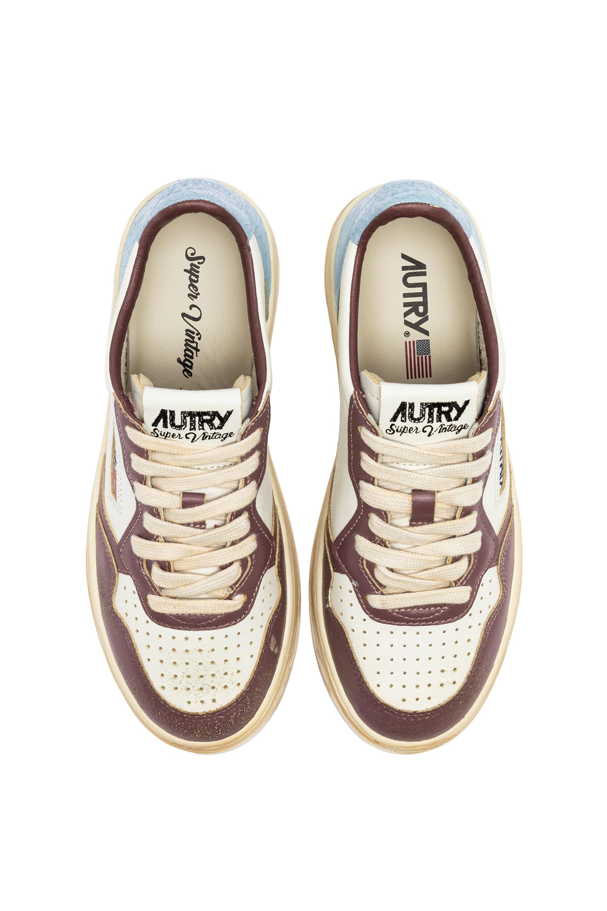 Autry Sneaker Super Vintage donna con retro in pelle craclè AVLW SV47 WHT/CEL/RTUP 