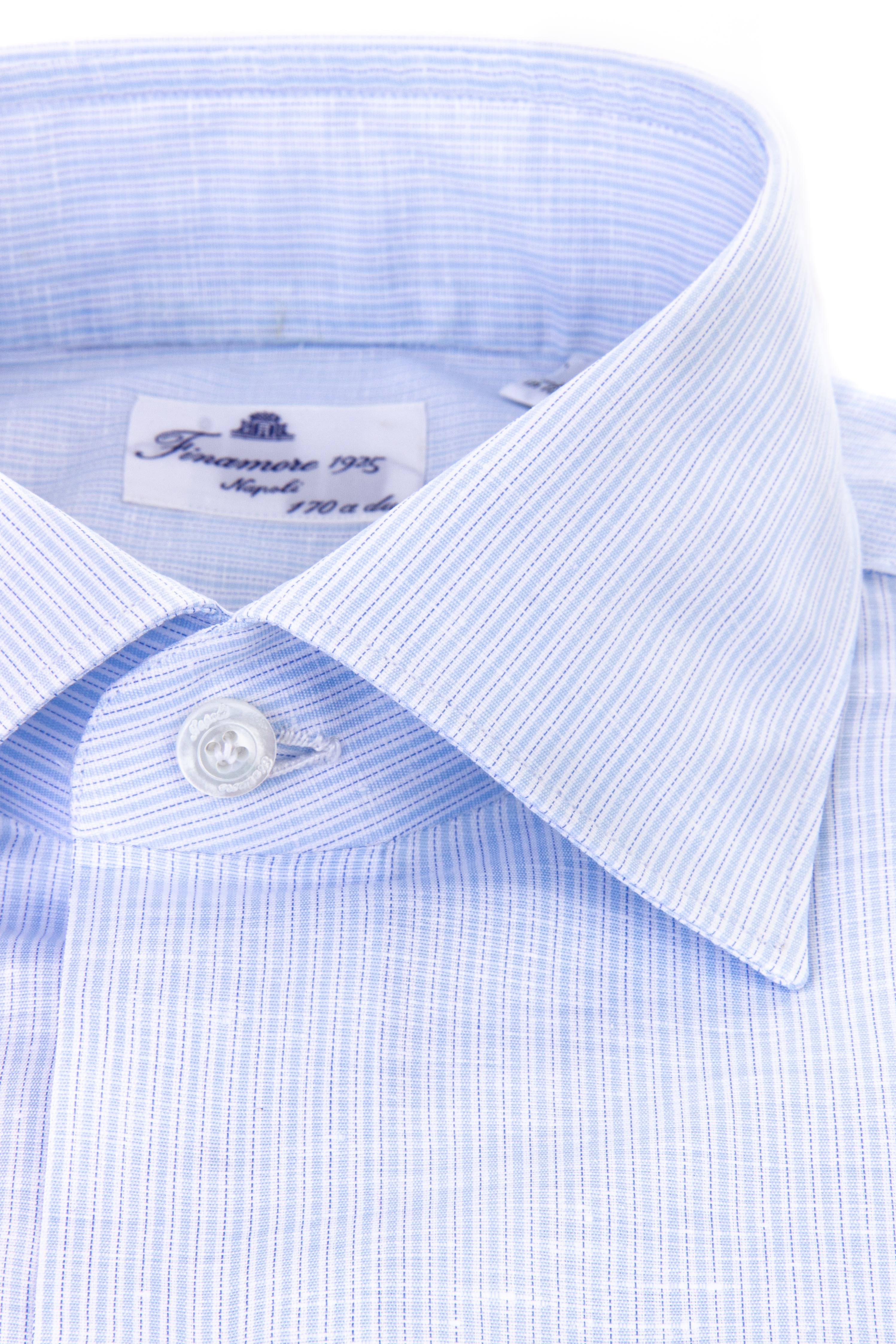 Finamore Camicia sartoriale rigata in lino-cotone giza170/2 170/2M-LIPS-Z 840919 C0462 01 