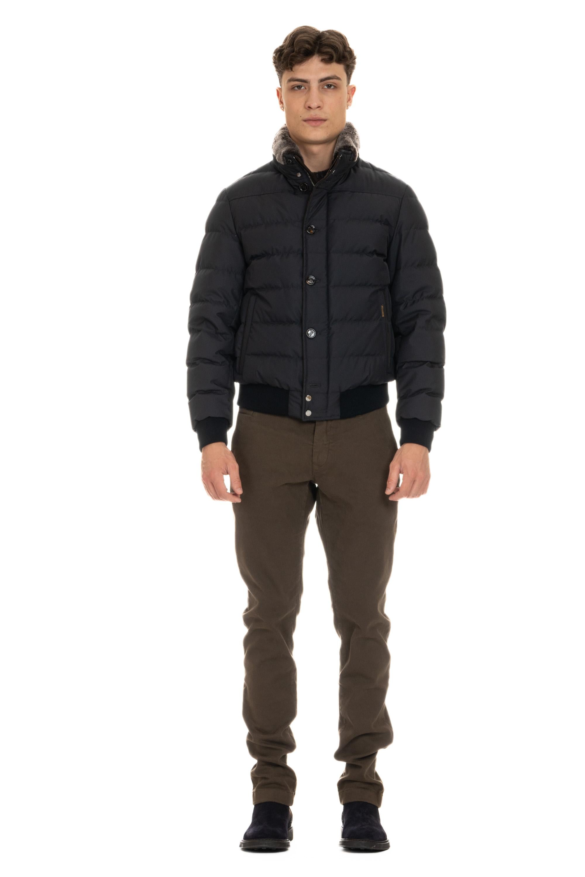 Piumino bomber con collo in castoro mod. Audenio-GF AUDENIO-GF/2 DARK BLU Moorer 