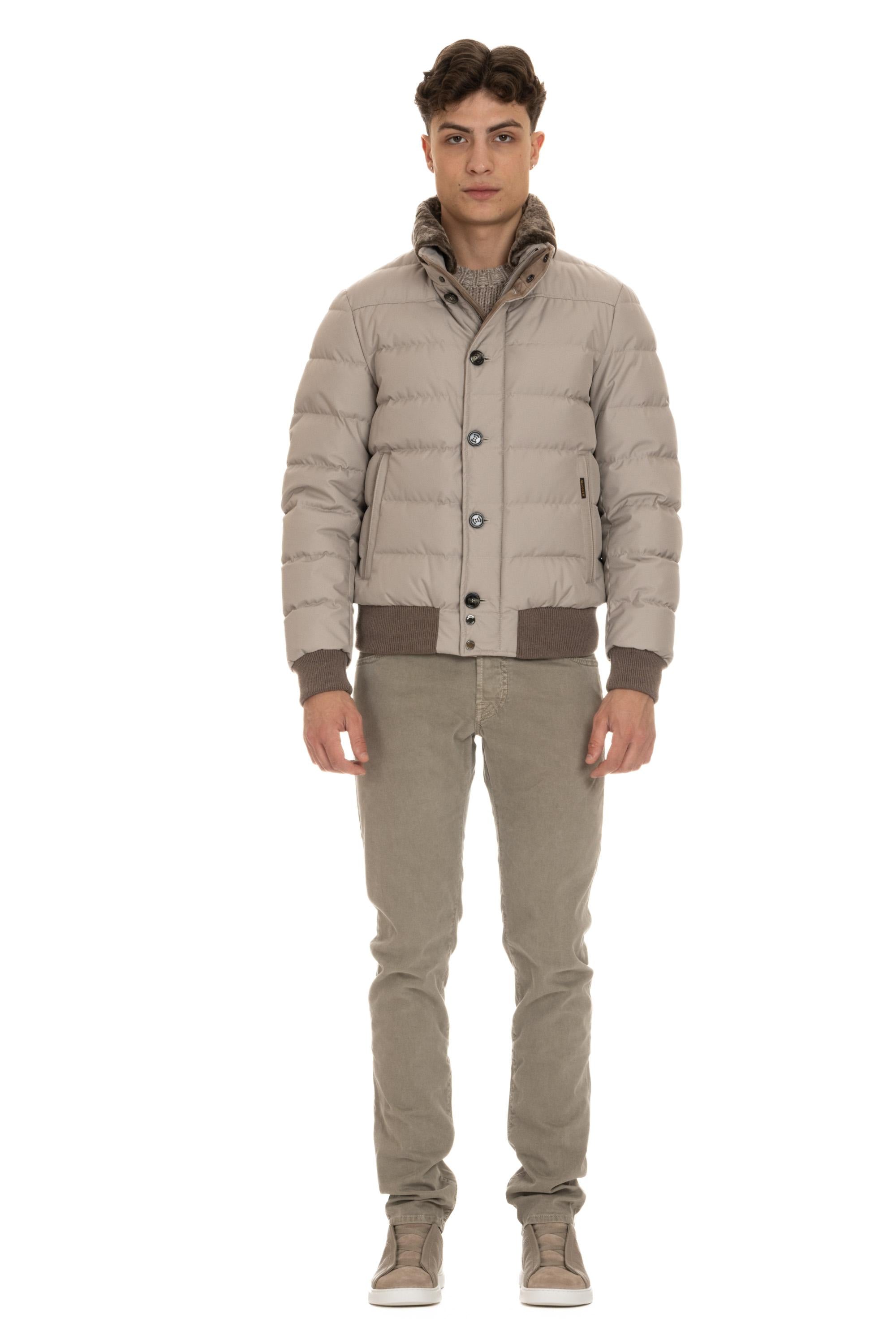 Moorer Piumino bomber con collo in castoro mod. Audenio-GF AUDENIO-GF STONE 