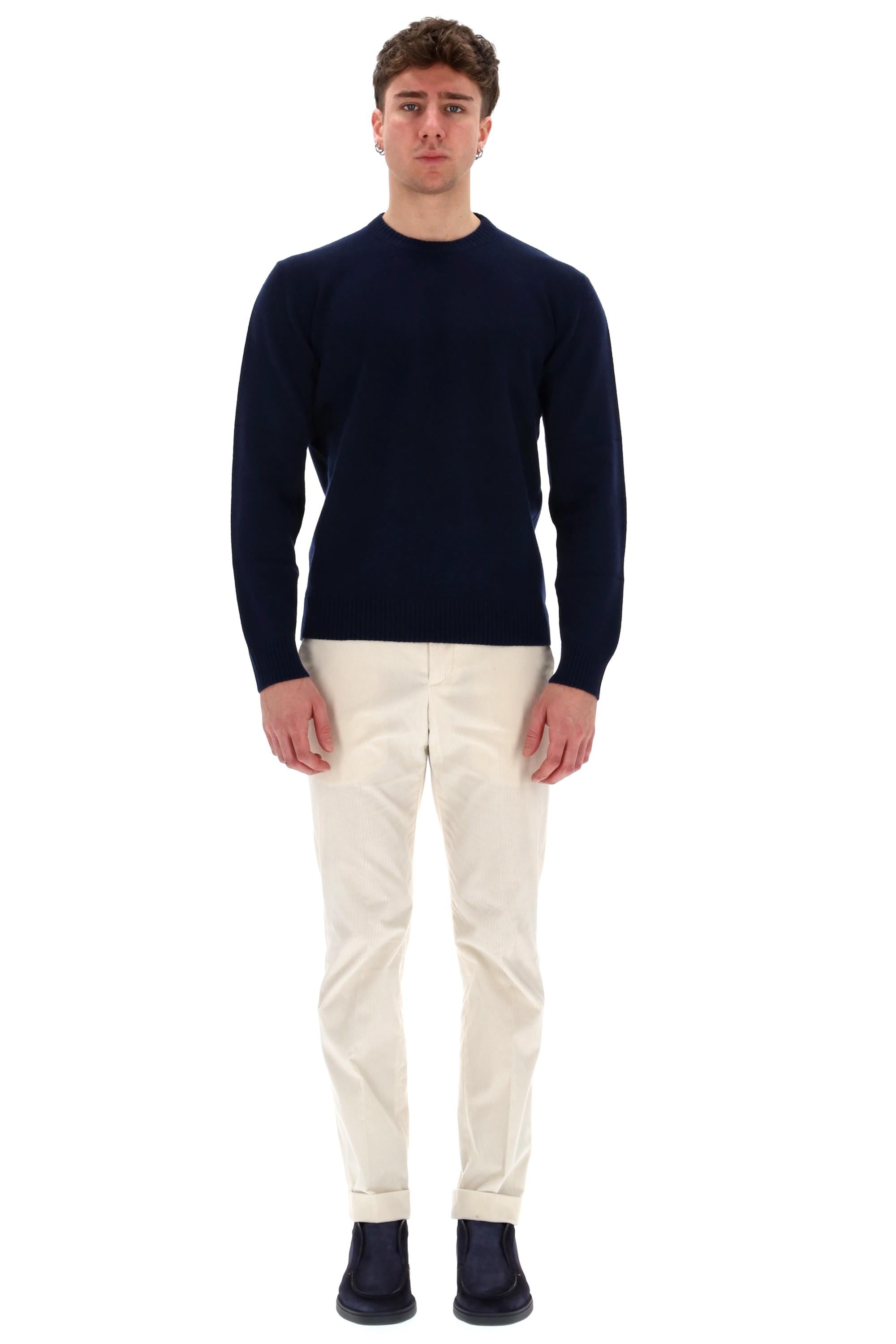 Herno Maglia girocollo in lana-cashmere toppe camoscio MG000145U/2 9200 