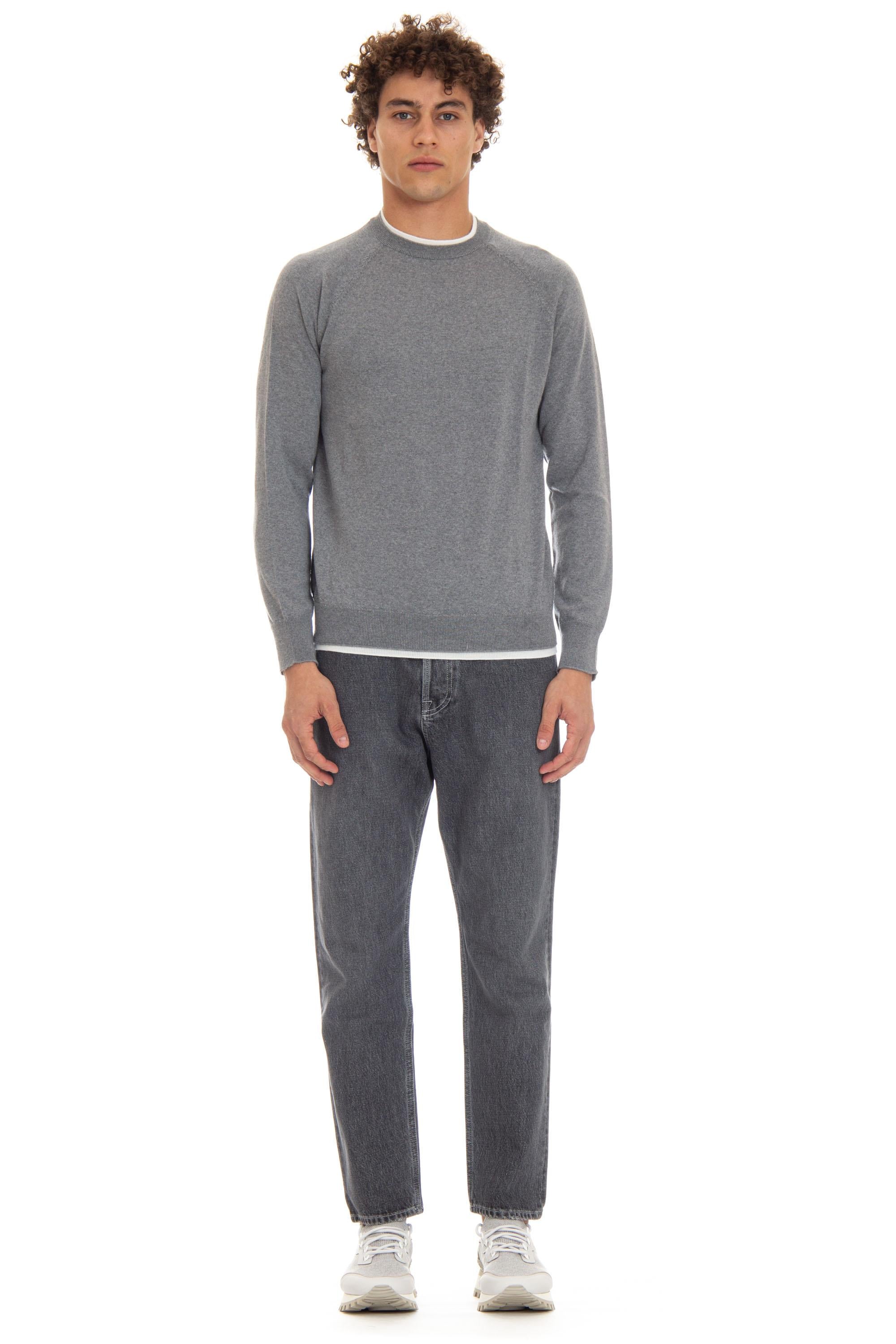 Girocollo in lana con doppi profili e manica raglan J71MAGJ05 MAG0J026 13-00 Eleventy 