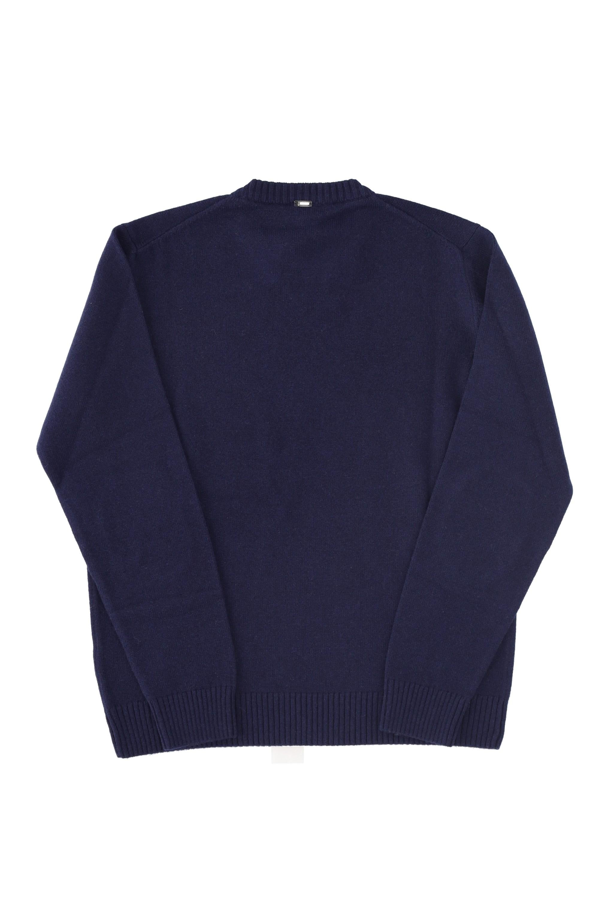Herno Maglia girocollo in lana-cashmere toppe camoscio MG000145U/2 9200 