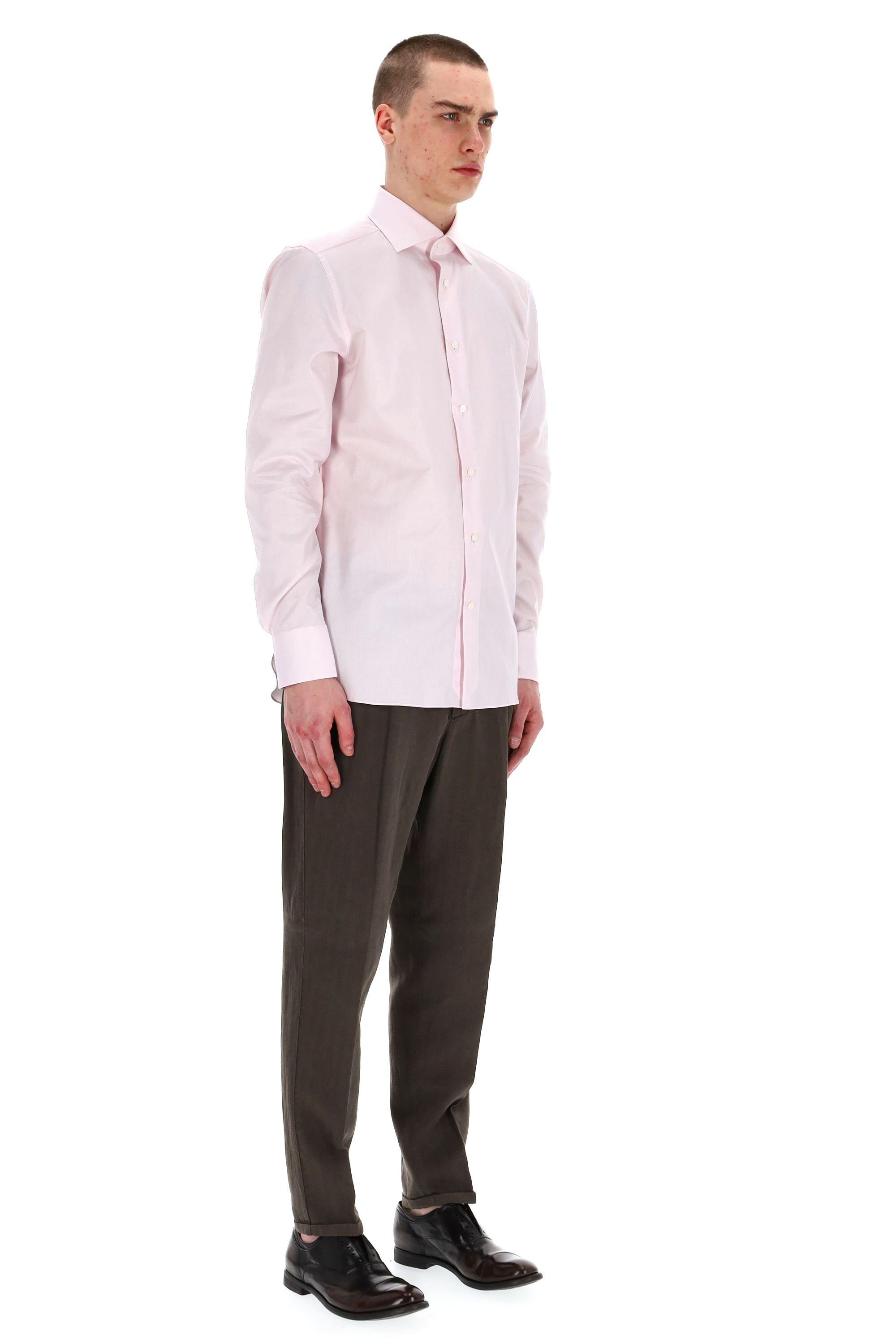Camicia tramata in cotone Trofeo 903903A9 9MS0BA ROSA Zegna 