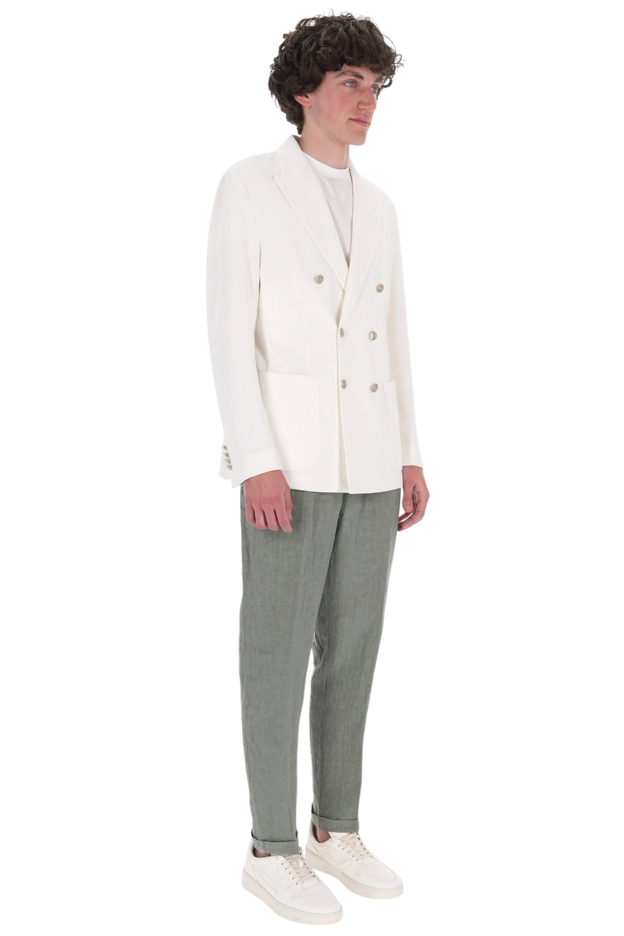 Eleventy Giacca doppiopetto in jersey di lino-cotone-tencel M75GIAK10 TES0M022 01 