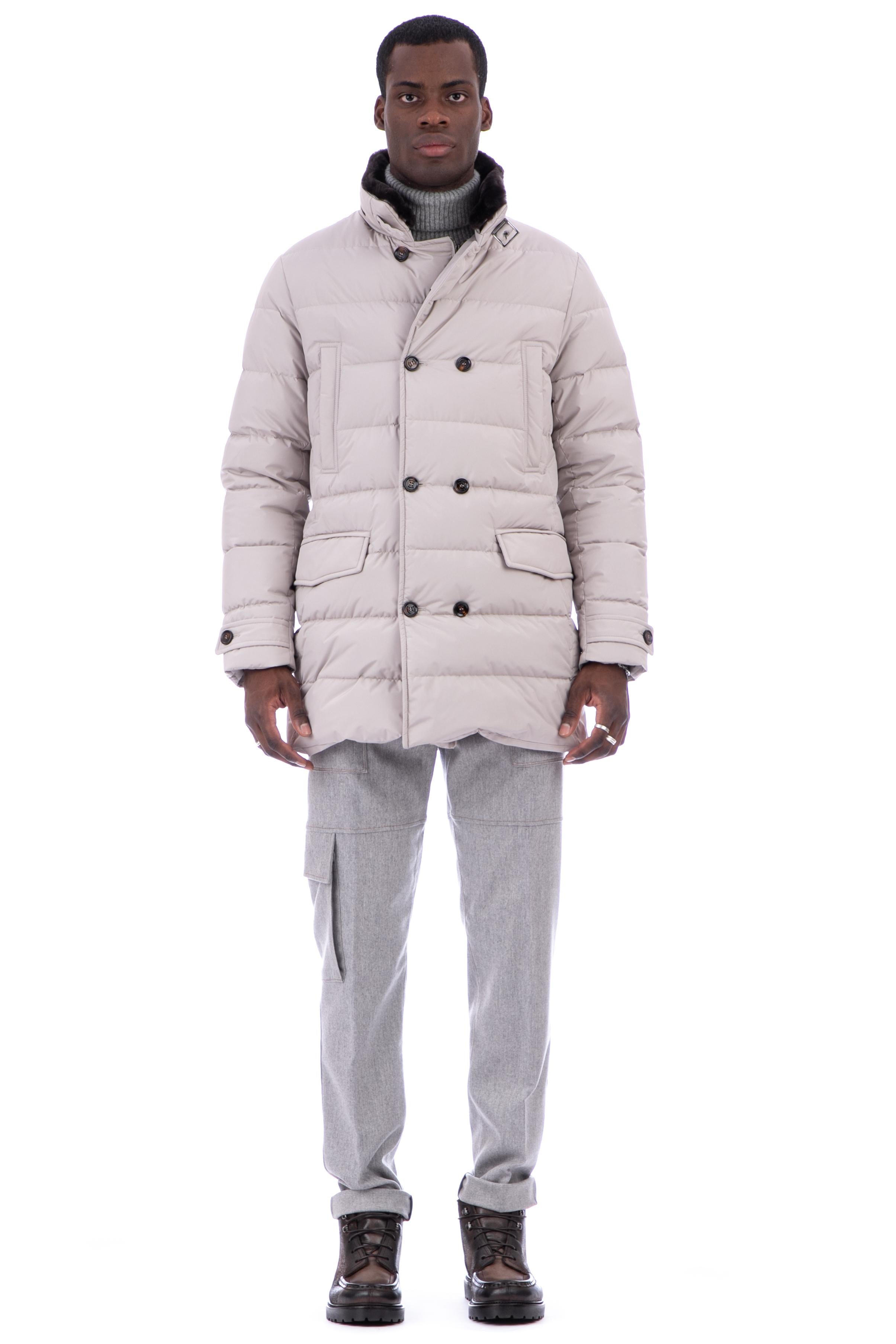 Piuminopettoe mezzo con collo in castorino rimovibile mod. zarbo-stp ZARBO-STP PEARL Moorer 