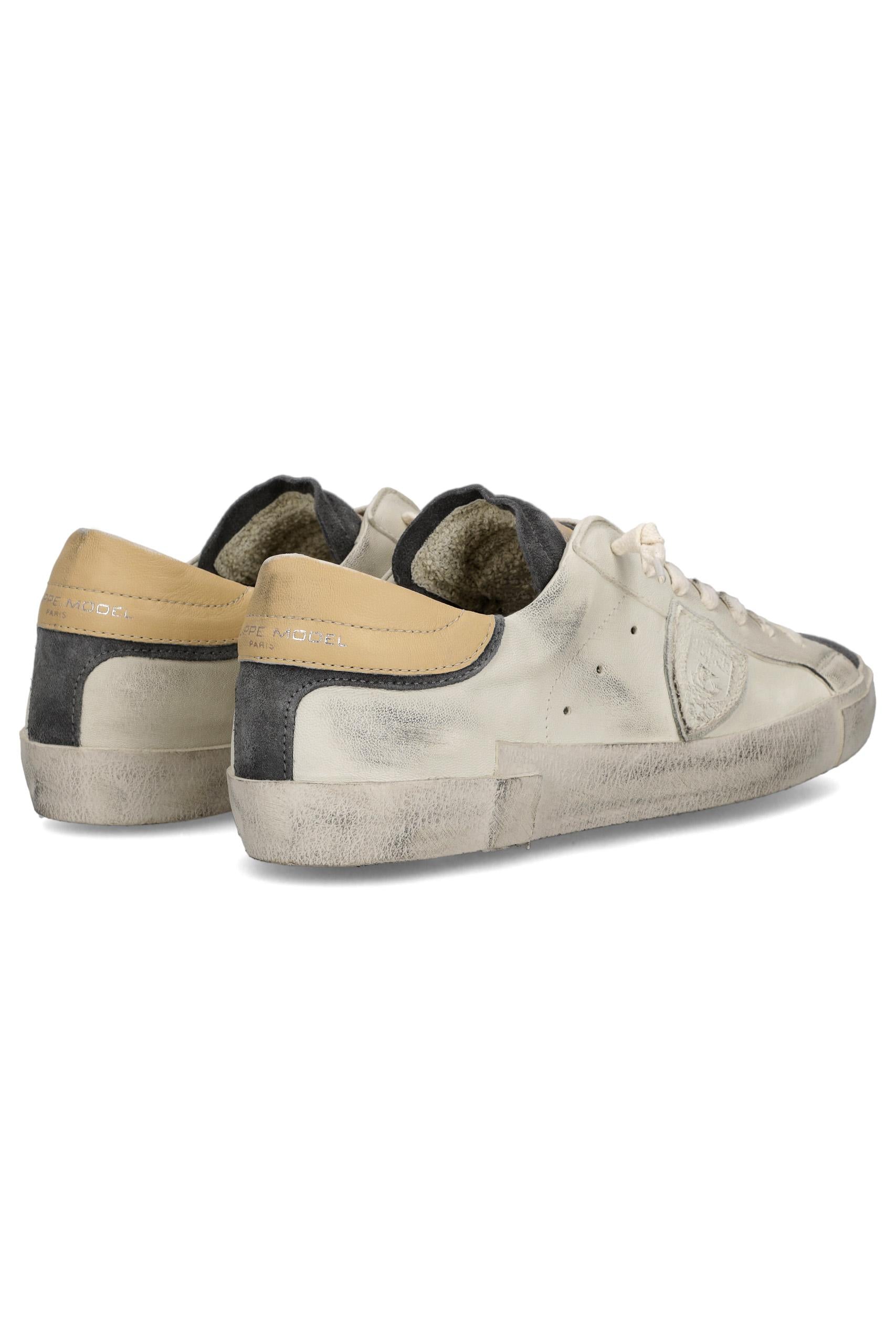 Sneaker in pelle e camoscio talloncino beige mod. Paris PRLU PRSX_8 WX47 Philippe Model 