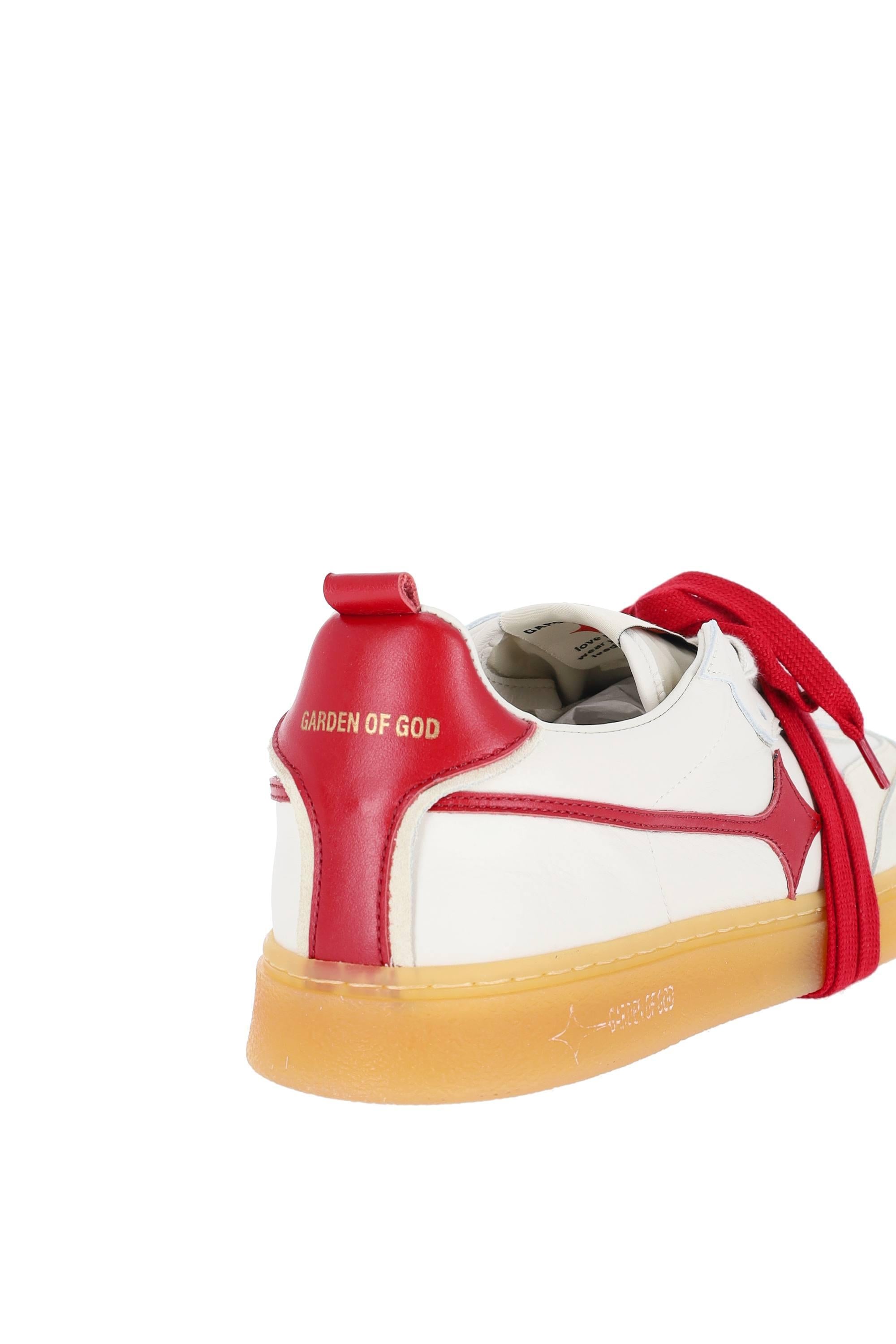 Garden of God Sneaker in pelle e camoscio con dettagli rosso mod. Earth EARTH/2 WHITE/DARK RED 