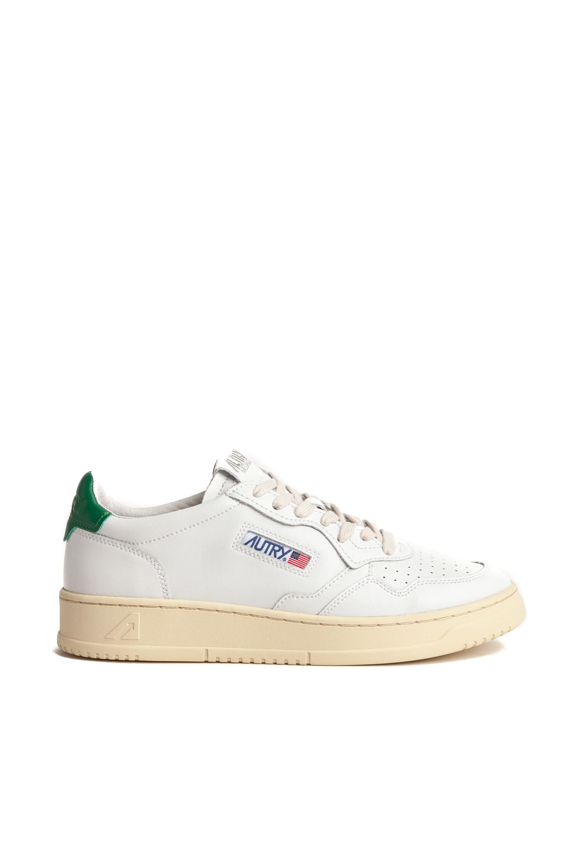 Autry Sneaker Medalist in pelle talloncino verde AULM - LL20 WHT/GREEN 