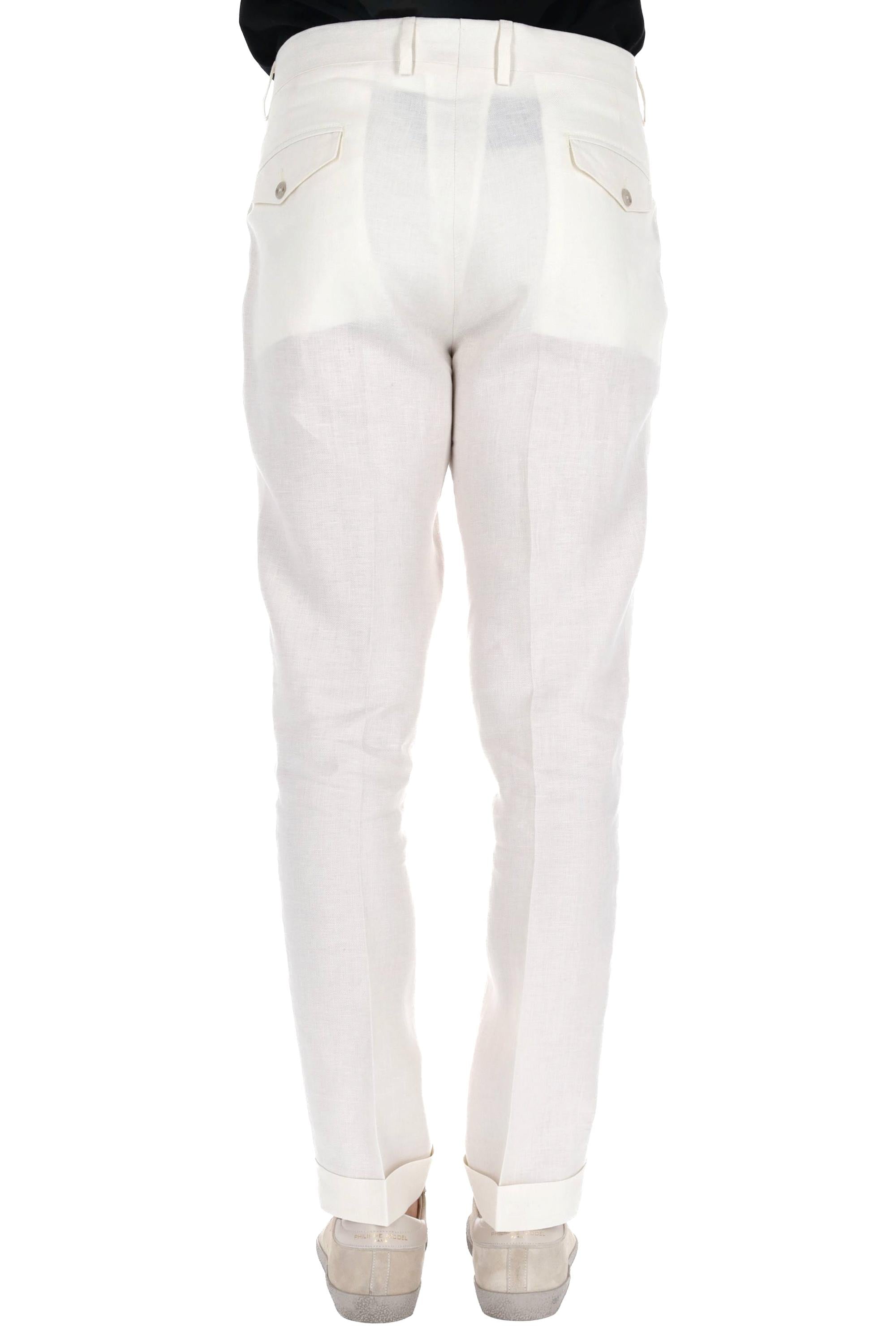 Pantalone in cotone-lino mod. Firenze 48029 PANNA Barba 