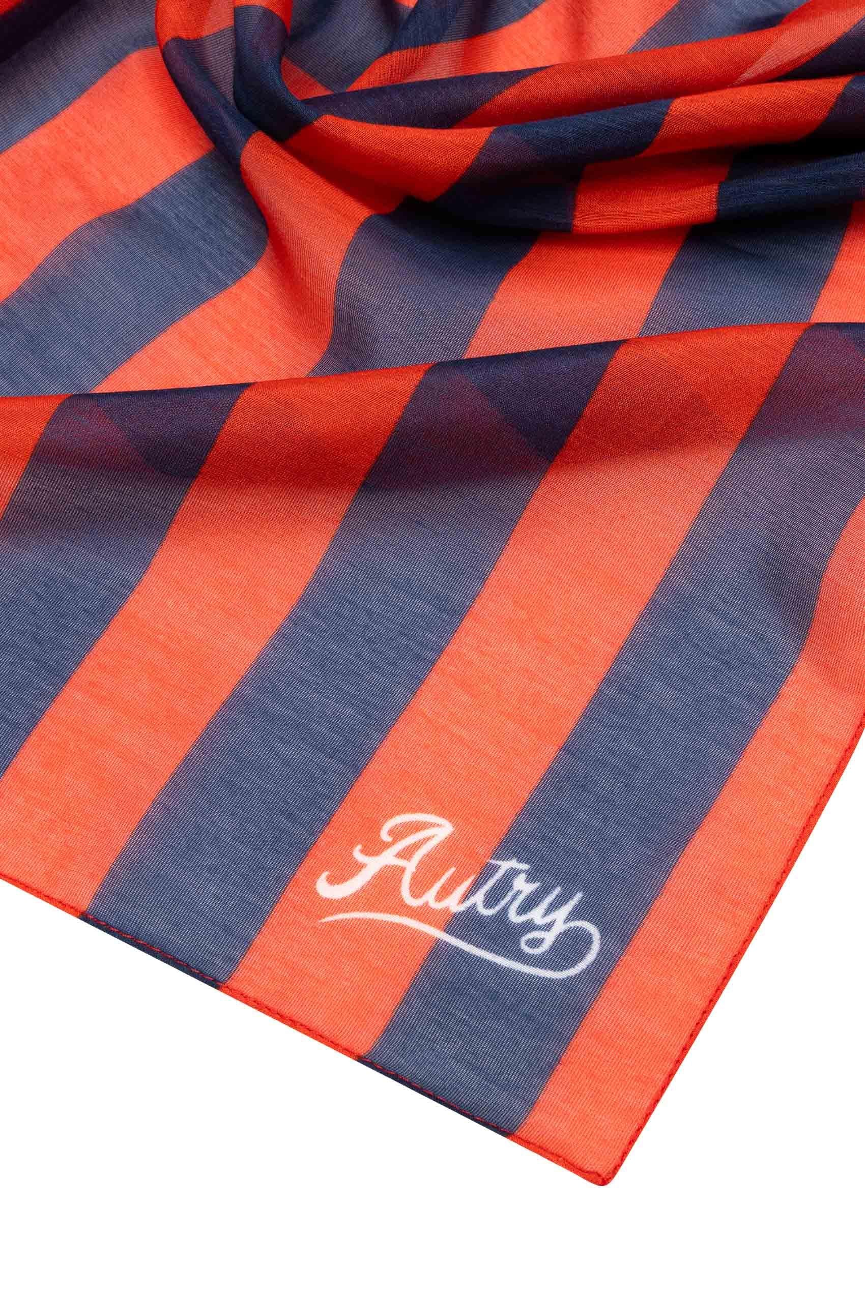 Autry Foulard a righe in cotone-seta FOPU 087G STRIPES RED/BLUE 