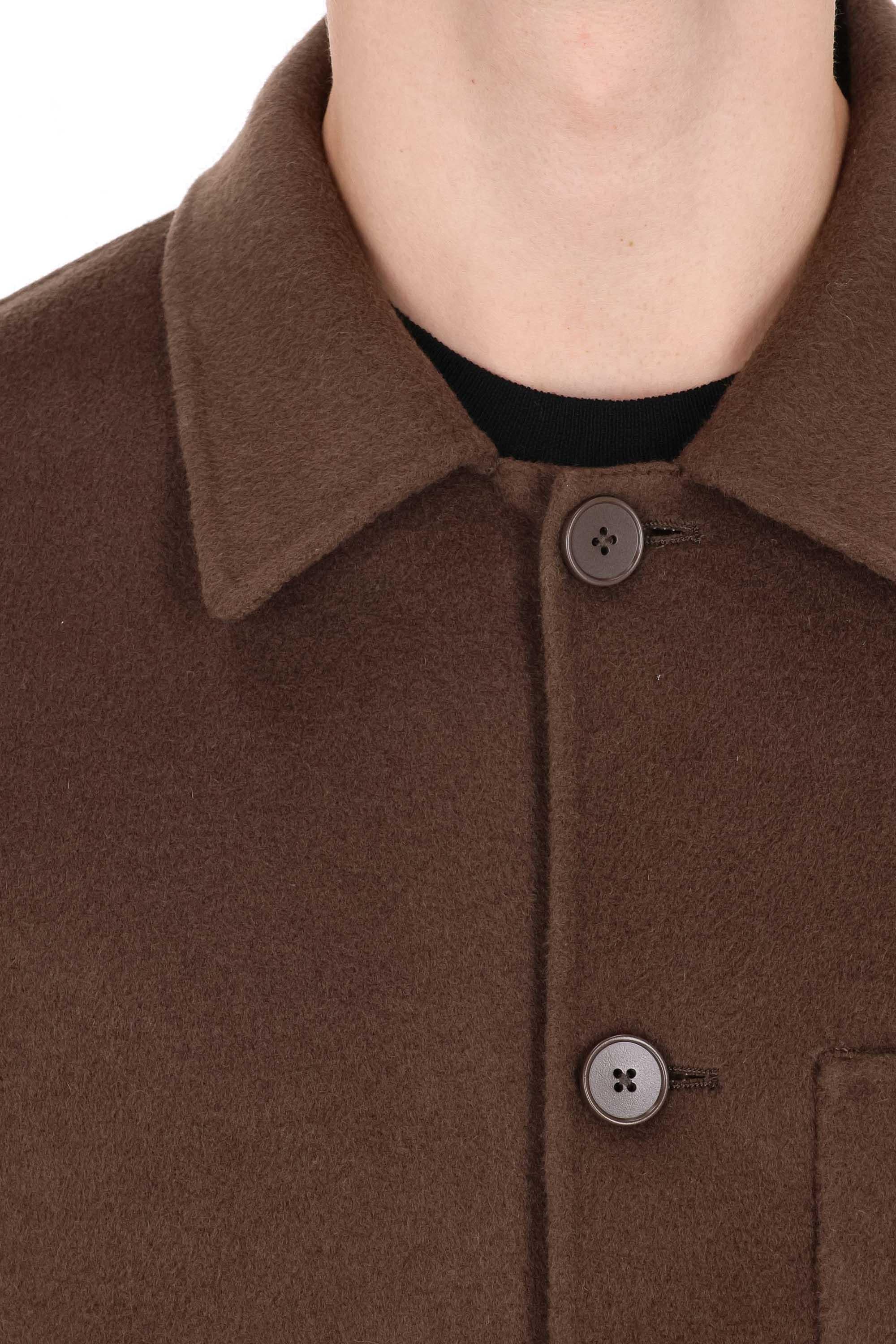 Officine Générale Overshirt in lana double sfoderata mod. Hamilton MOVS077 ICED COFFEE 