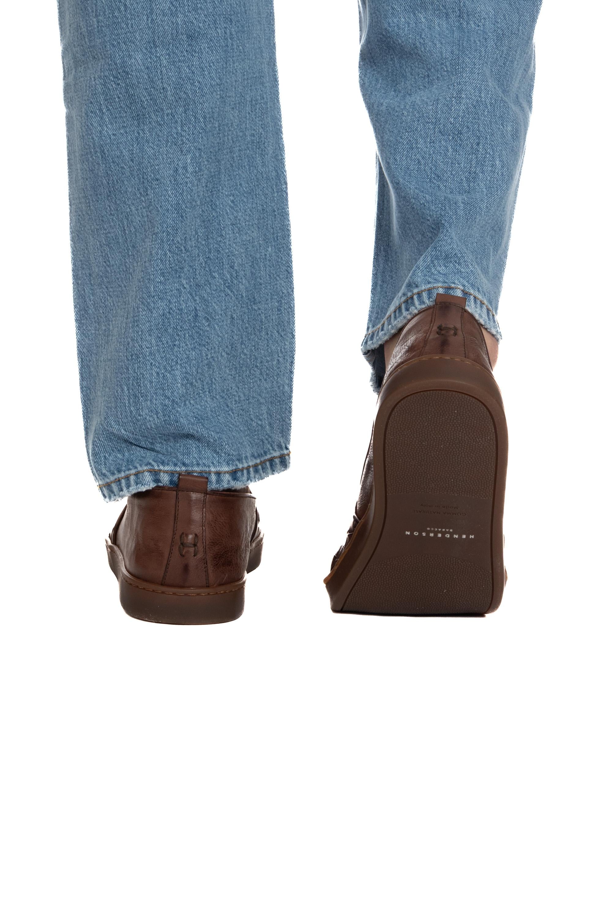 Henderson Slip on artigianale intrecciata in pelle mod. Antiparos ANTIPAROS CASTAGNA 