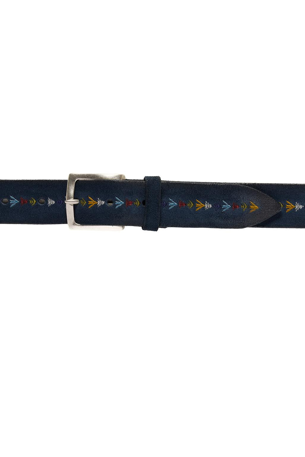 Orciani Cintura in pelle scamosciata con ricami U08392_HNS BLU 