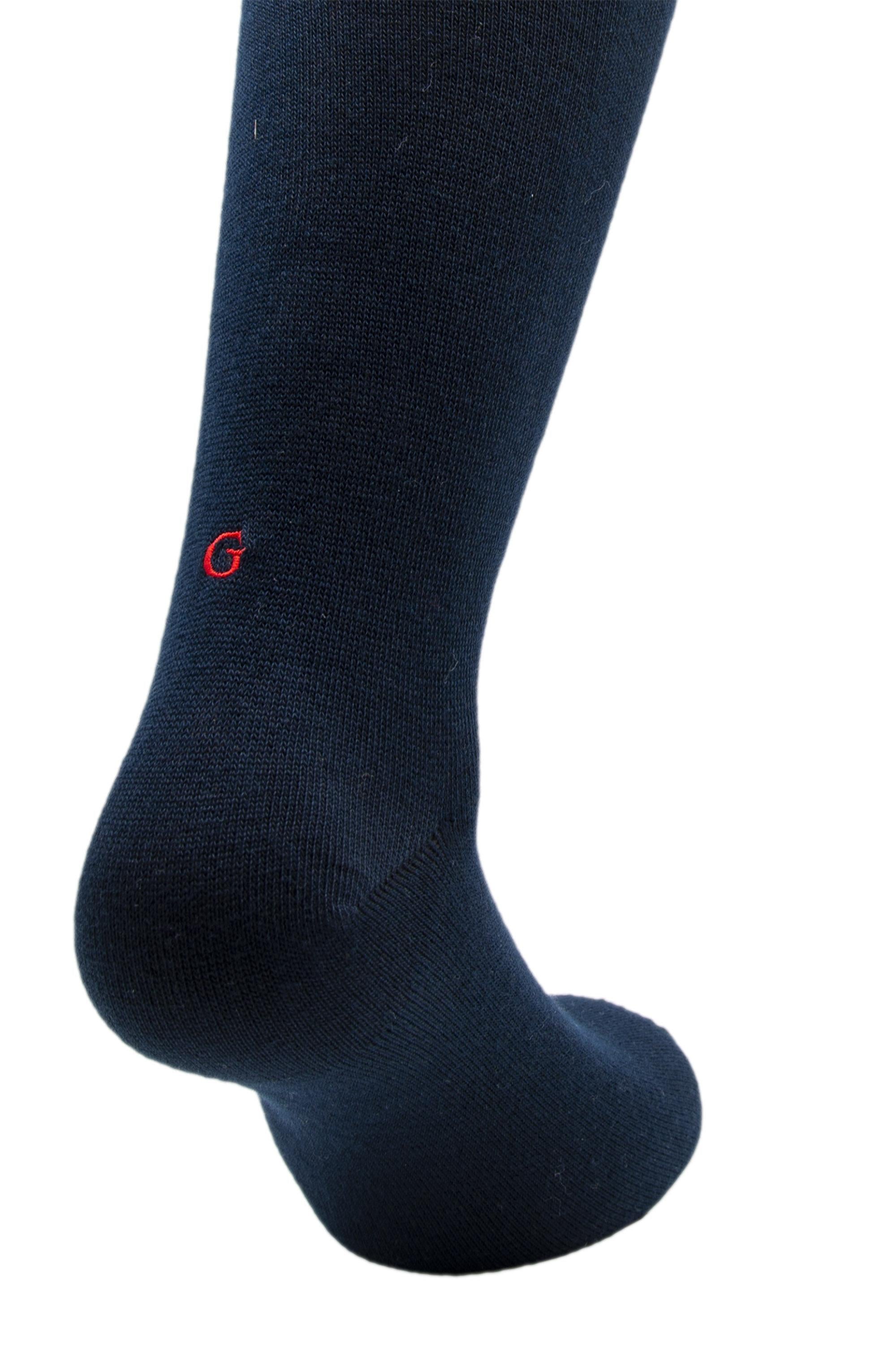 Individual Socks Calze in caldo cotone con iniziali rosse ricamate 101 NAVY 