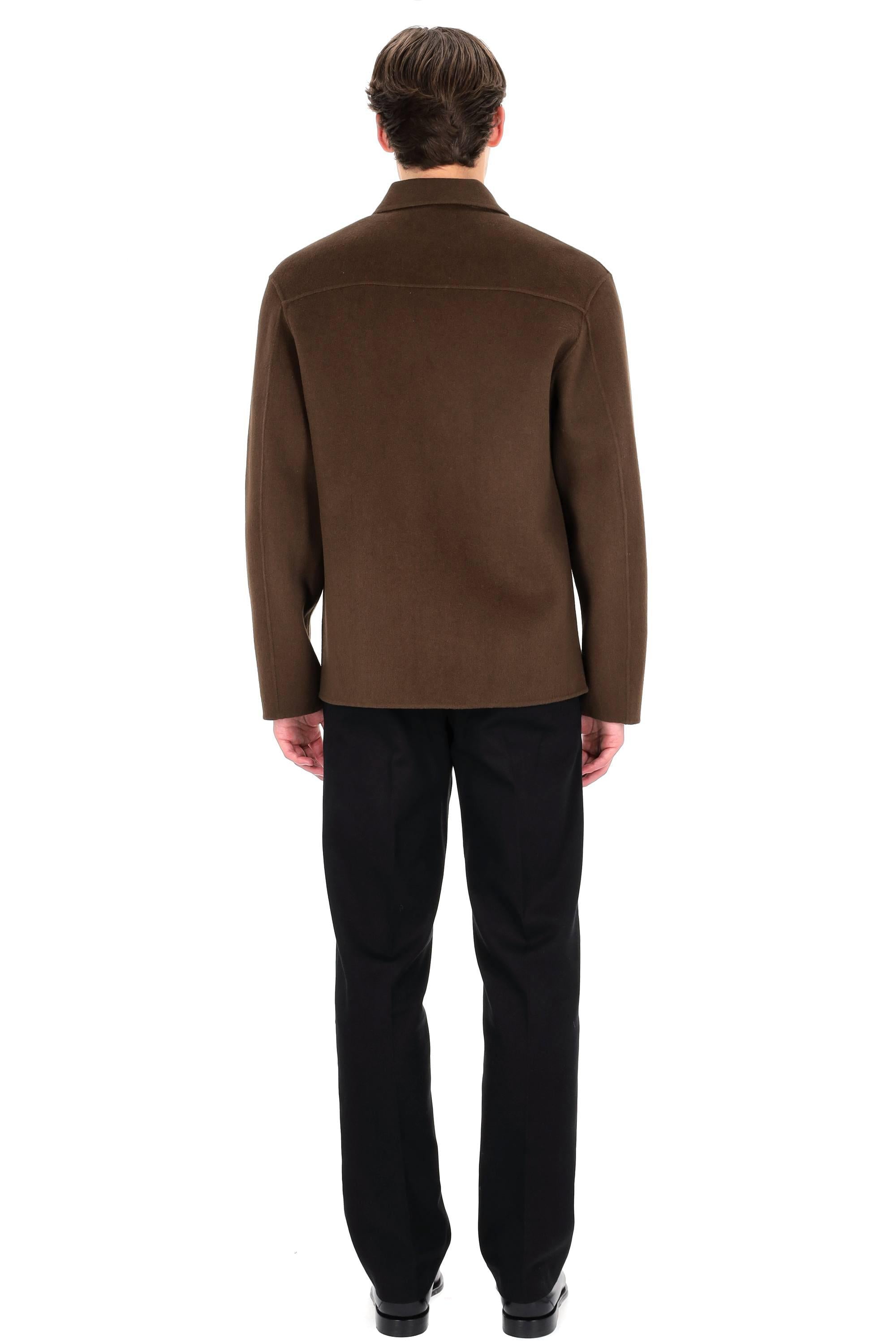 Officine Générale Overshirt in lana double sfoderata mod. Hamilton MOVS077 ICED COFFEE 