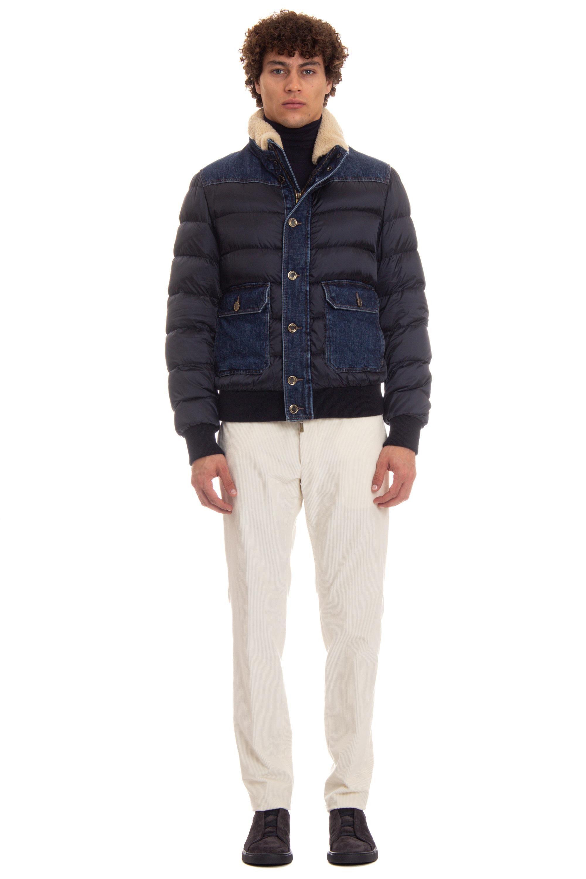 Moorer Piumino con dettagli in denim mod. Fantoni-104S FANTONI 104S BLU 