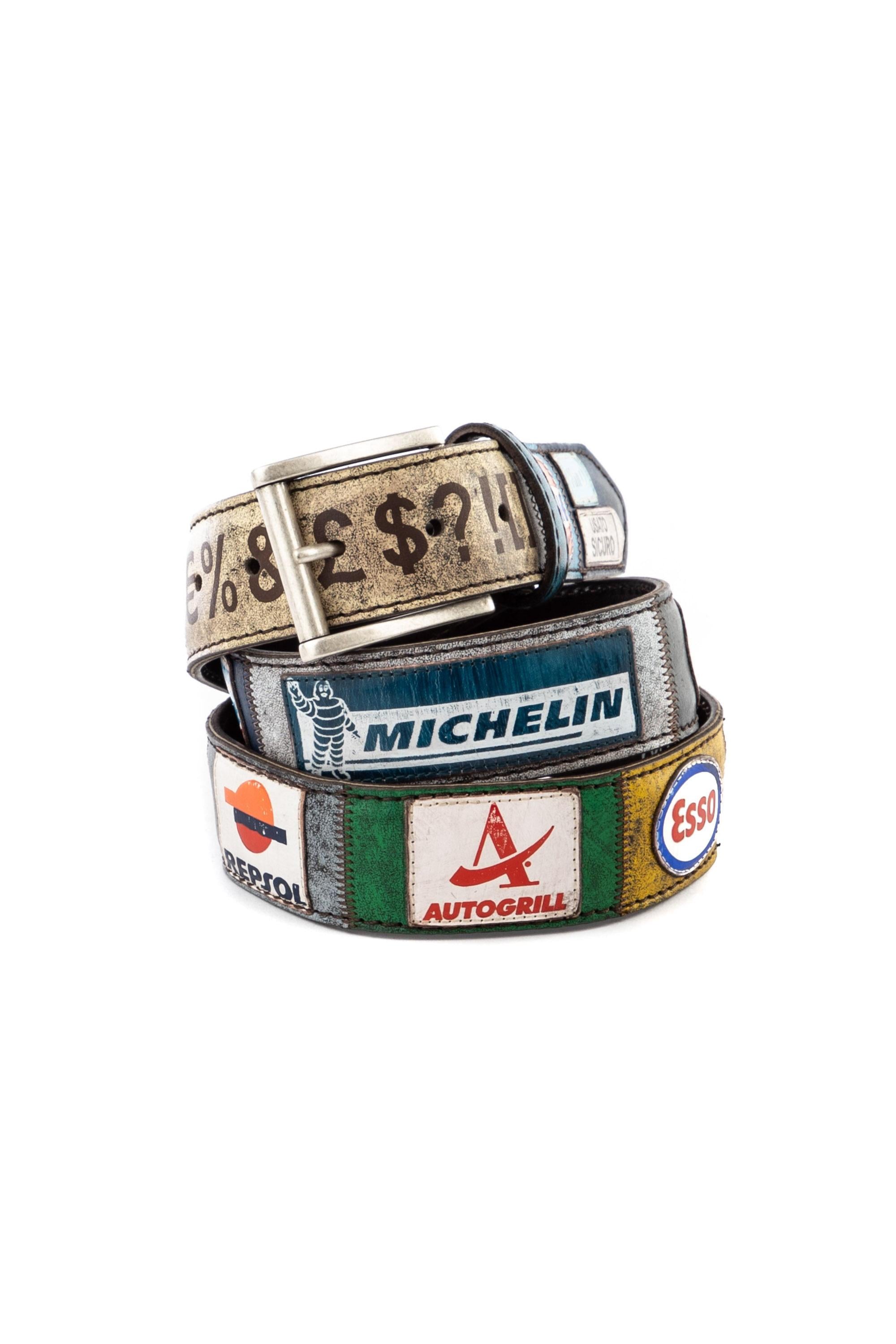 Artigianato Italiano Cintura artigianale in pelle "Cartellonistica" CARTELLONISTICA MLTCLR 