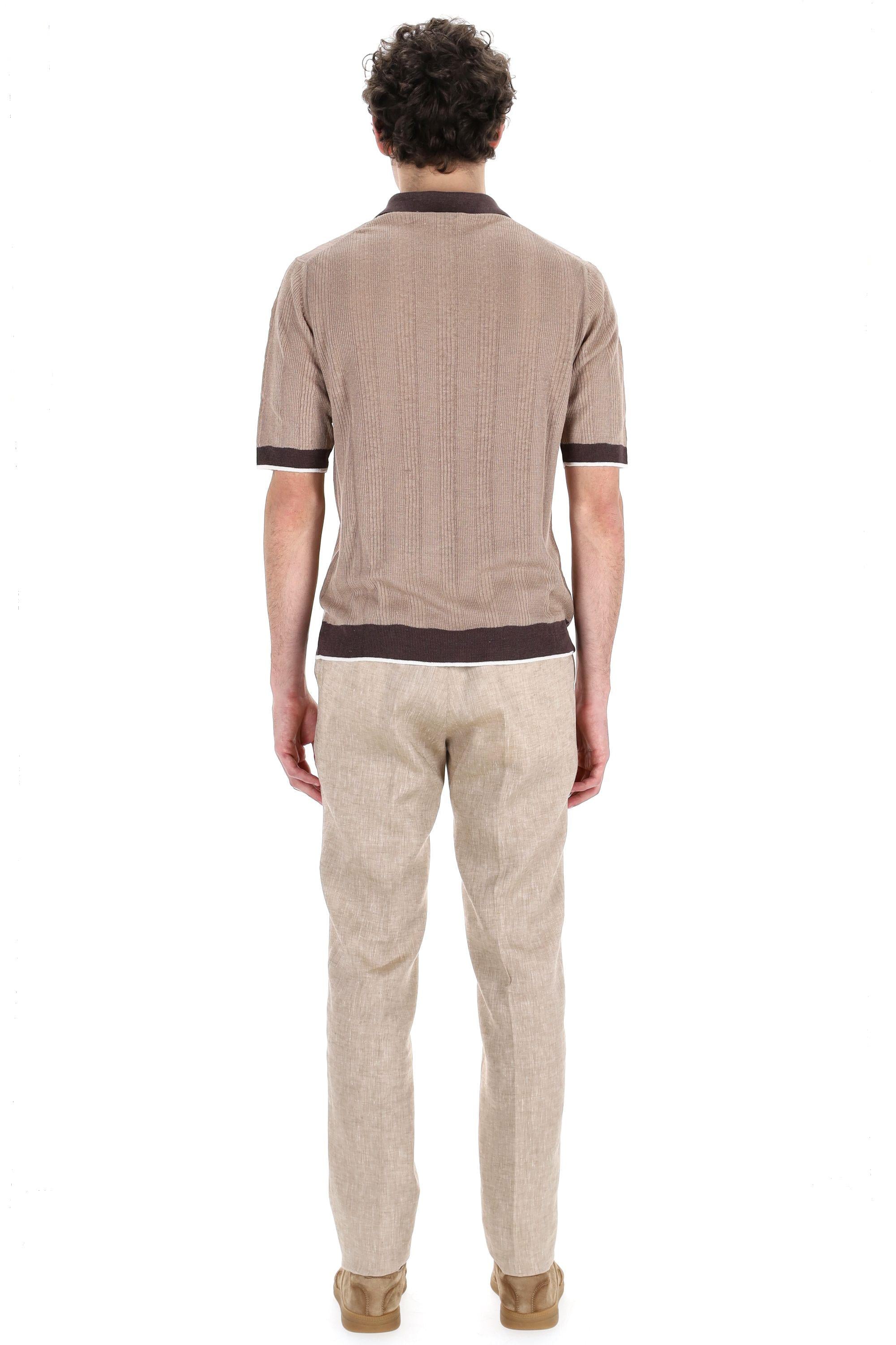 Polo scollo V in lino con profili tennis B2H032 14L13 94017 Ballantyne 