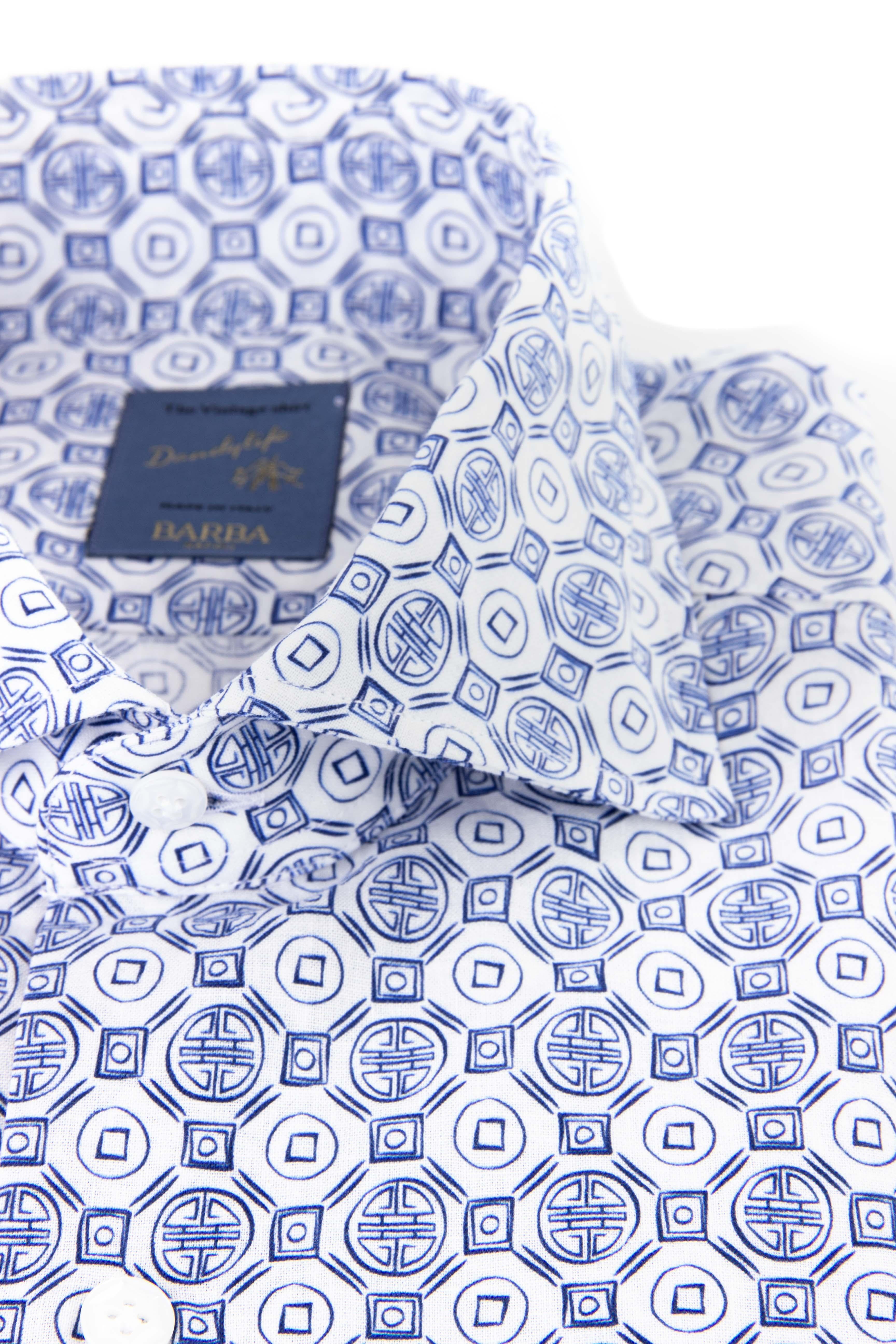 Camicia disegni geometrici in cotone-lino dandylife LIU13P0134064.U 91 Barba 