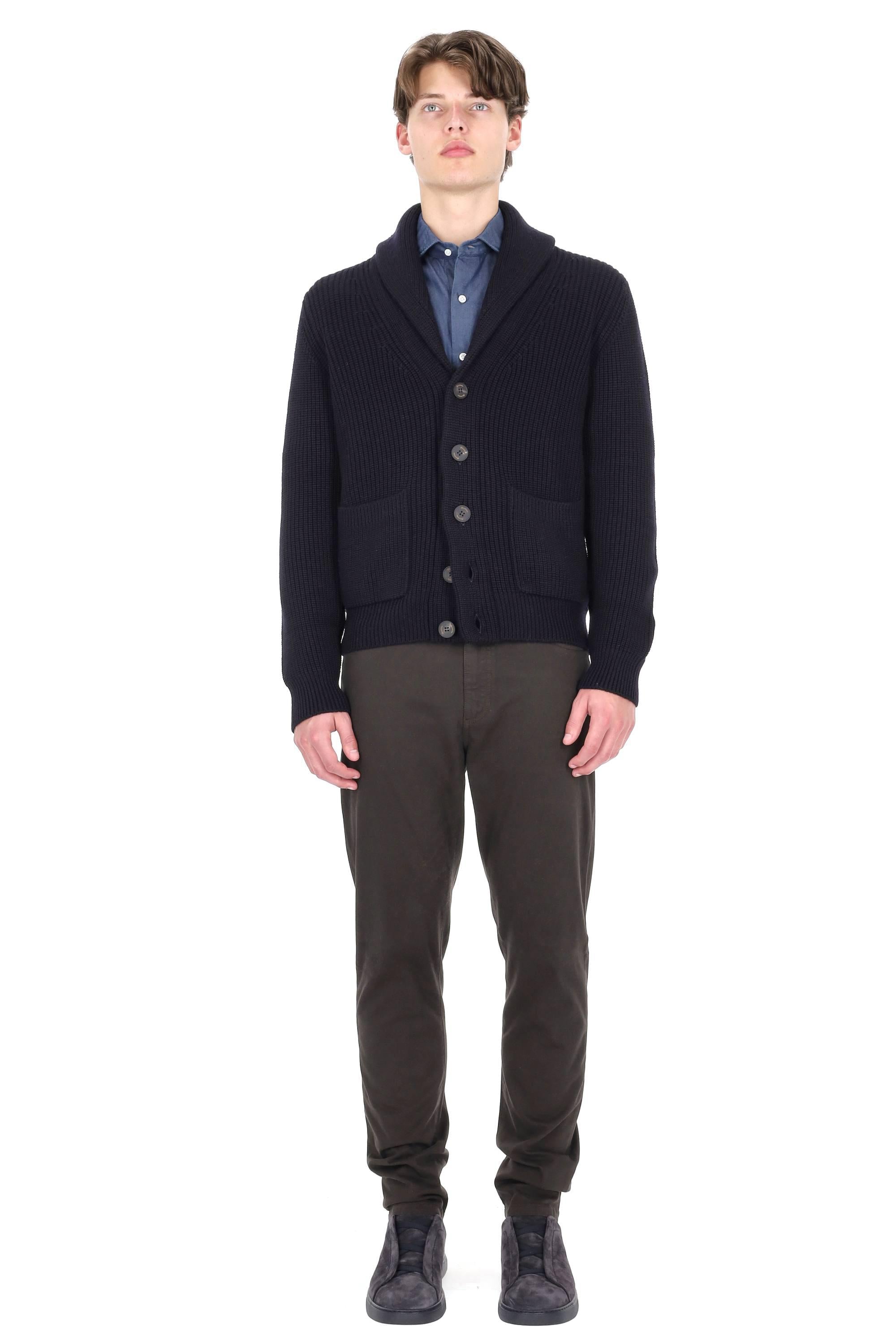 Drumohr Cardigan con collo a scialle in lana merino D5M419PNL-2 785 