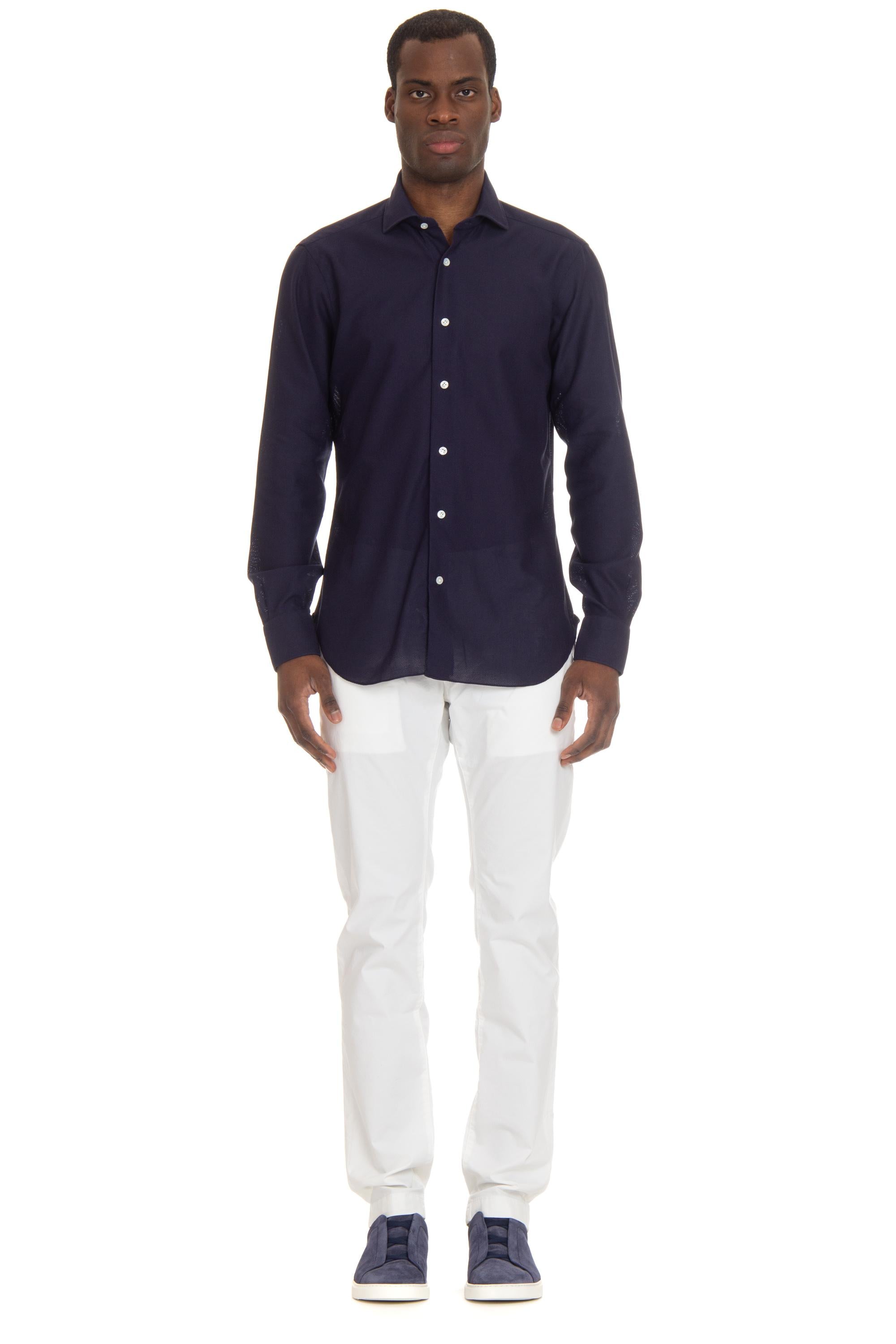 Camicia sartoriale a nido d'ape stretch Etichetta Culto K1U13P0140108.U/2 0003 Barba 