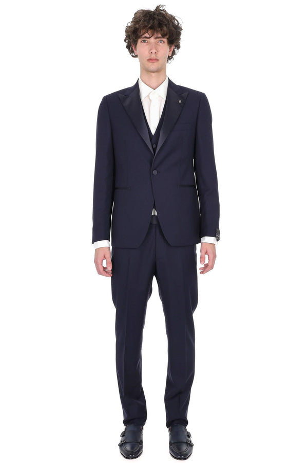 Tuxedo suit with vest in virgin wool mod. Bruce