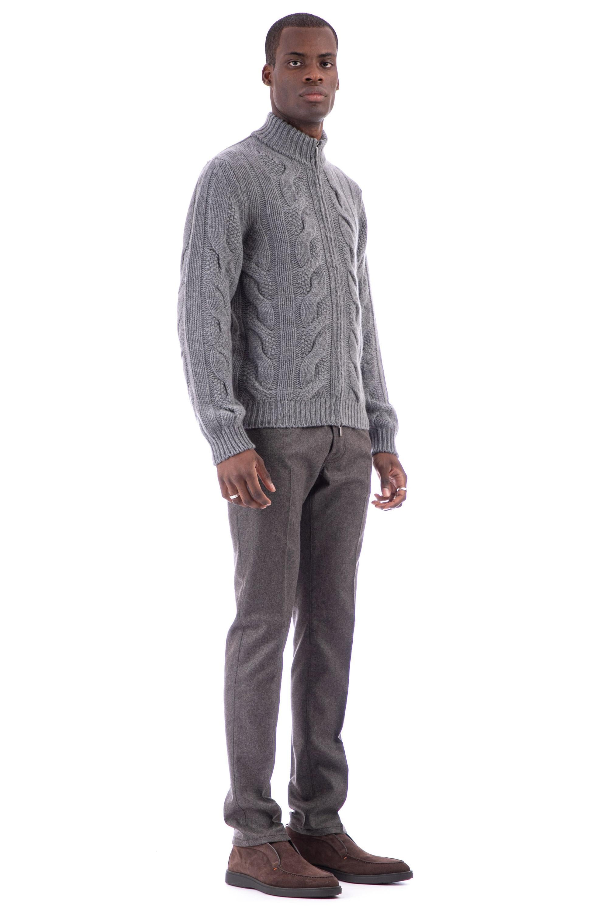 Maglia full zip a trecce in puro cashmere WS28035 20130 Il Setaccio 