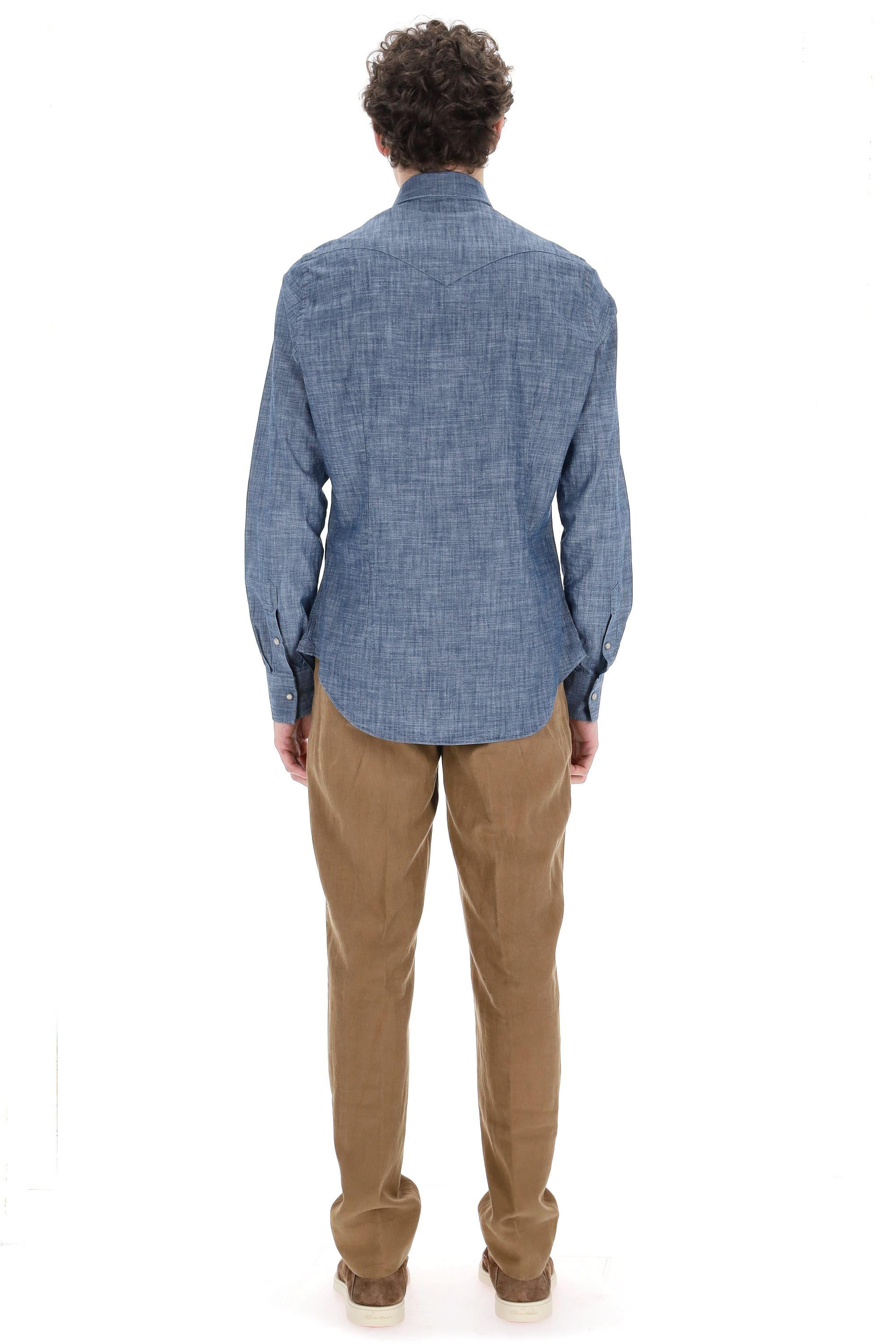 Eleventy Camicia texana in leggero tessuto denim X75CAMA09 TES0I185 19N 
