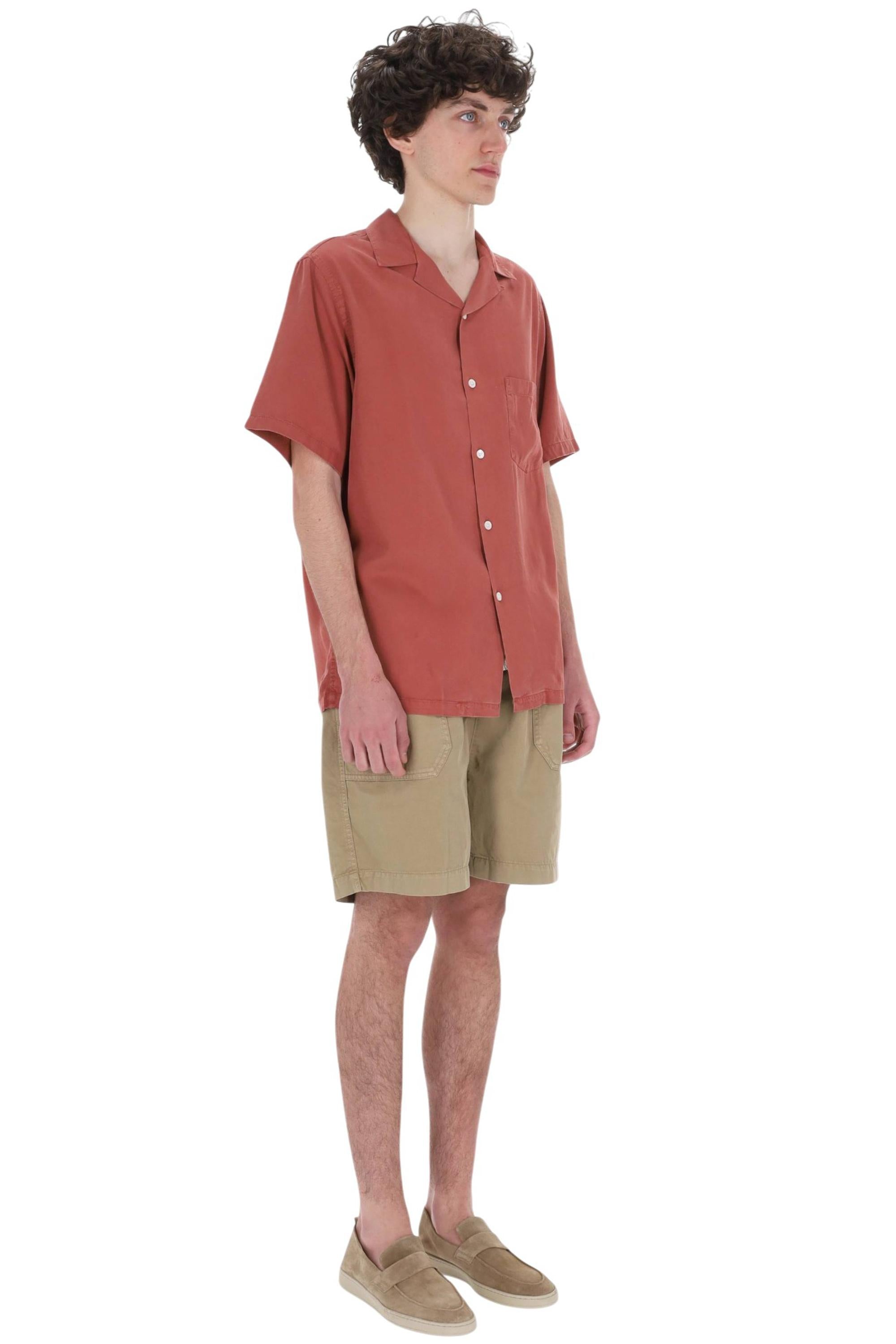Portuguese Flannel Camicia Dogtown in tencel collo bowling 032/2 TERRACOTTA 