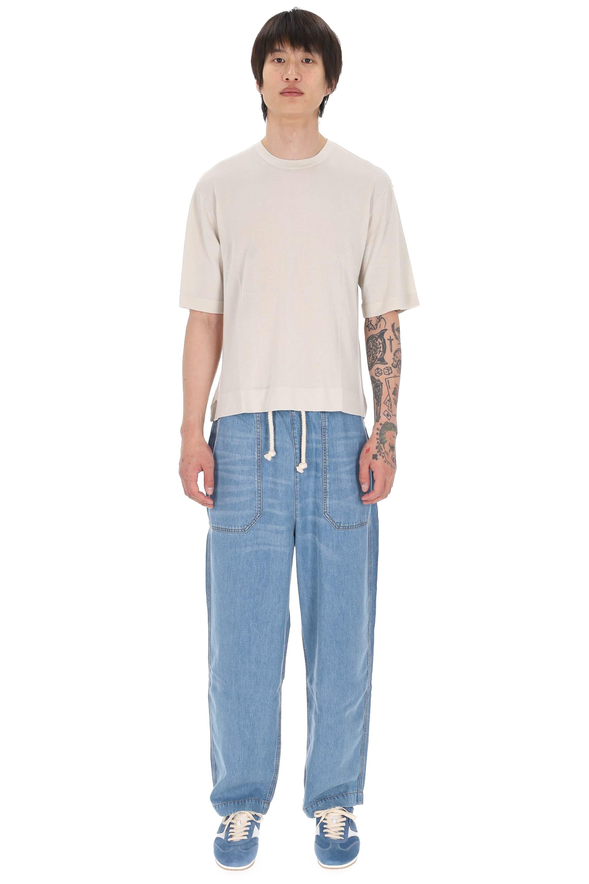 Officine Générale T-shirt in lyocell-lana mod. Boris MTEE201 MOON 