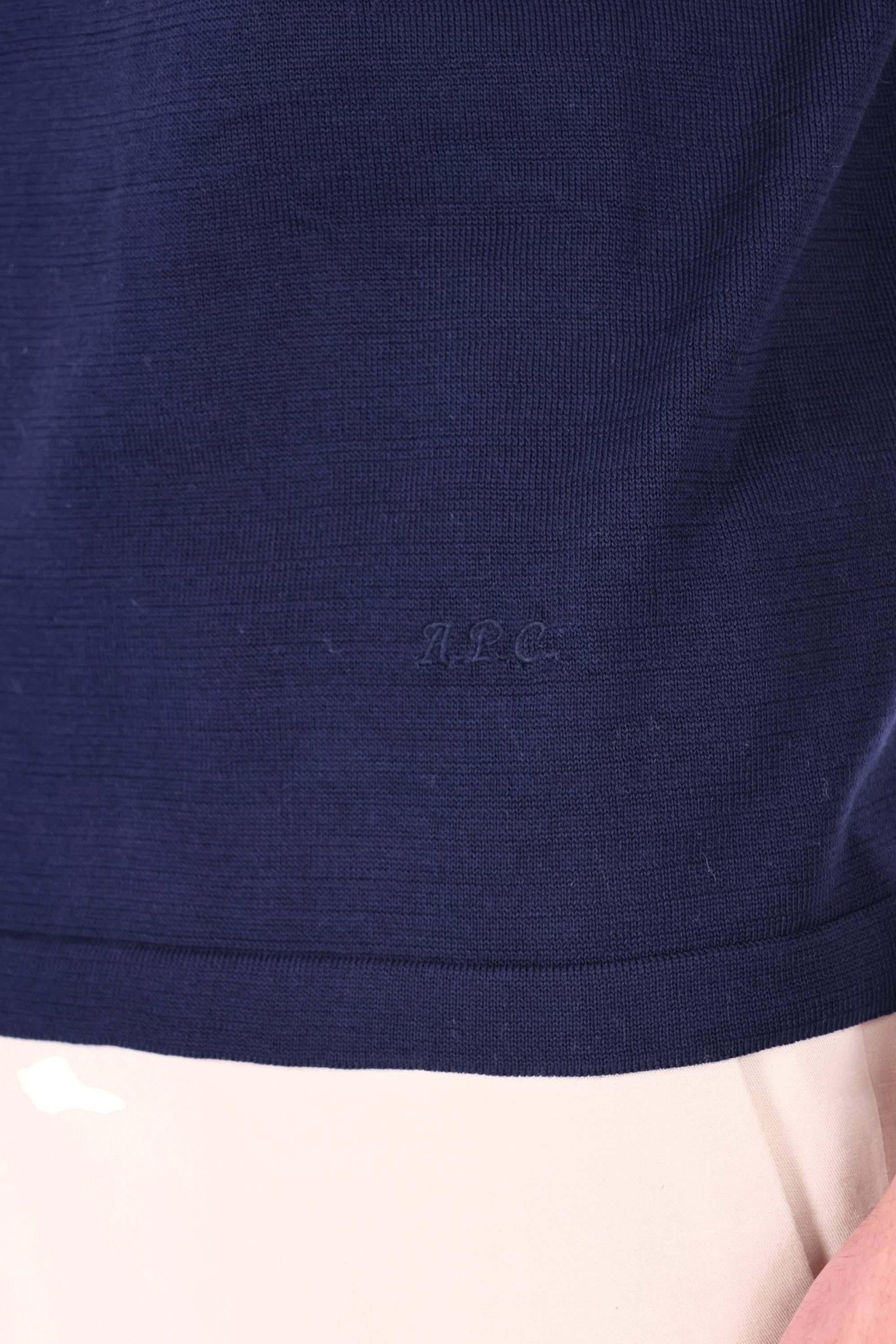 A.P.C. Polo in cotone con taschino mod. Colin COHNW-H23478/2 IAK-DARK NAVY 