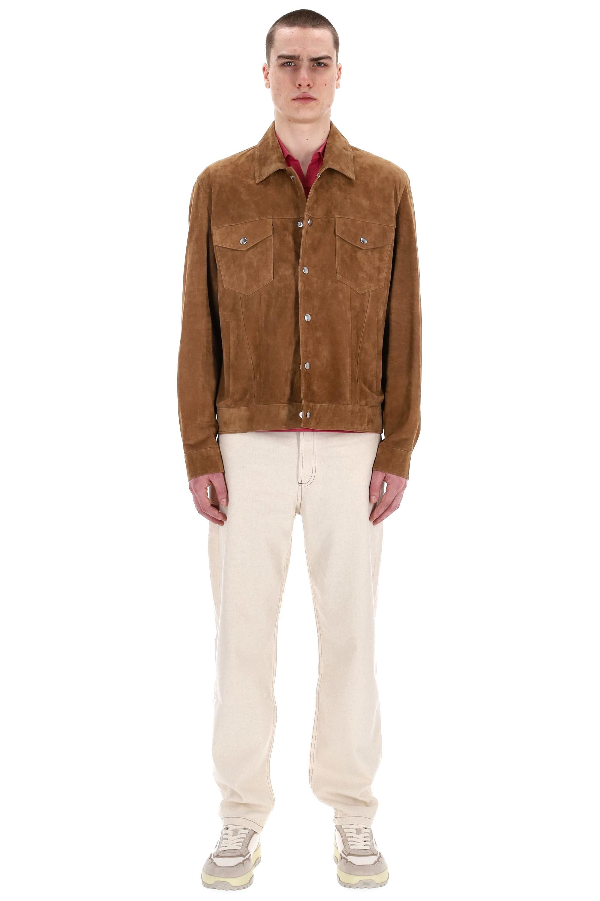 Giubbino trucker artigianale in camoscio I75GBTI04 PEL0I002 05 Eleventy 