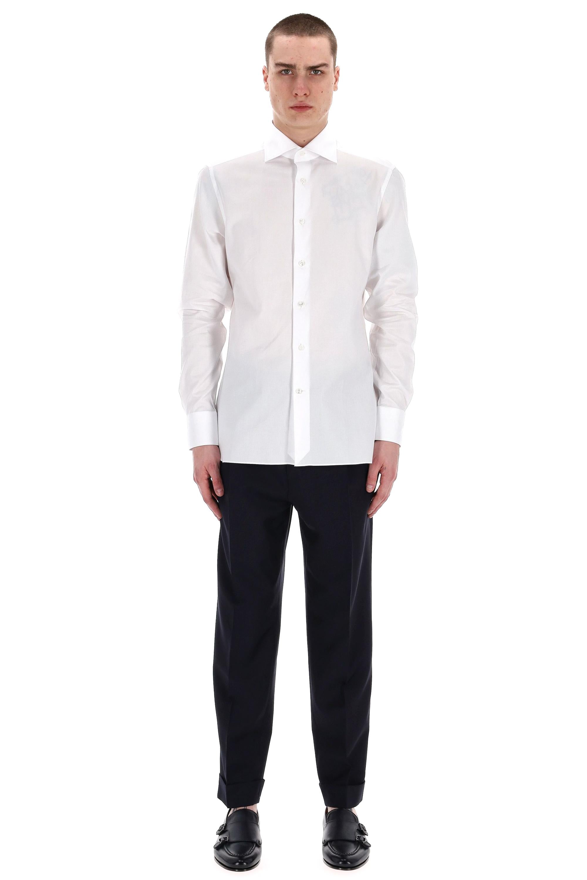 Zegna Camicia tramata in cotone Trofeo 903901A9 9MS0BA BIANCO 