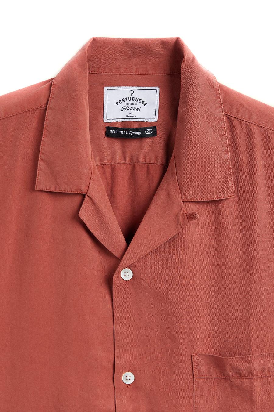Portuguese Flannel Camicia Dogtown in tencel collo bowling 032/2 TERRACOTTA 