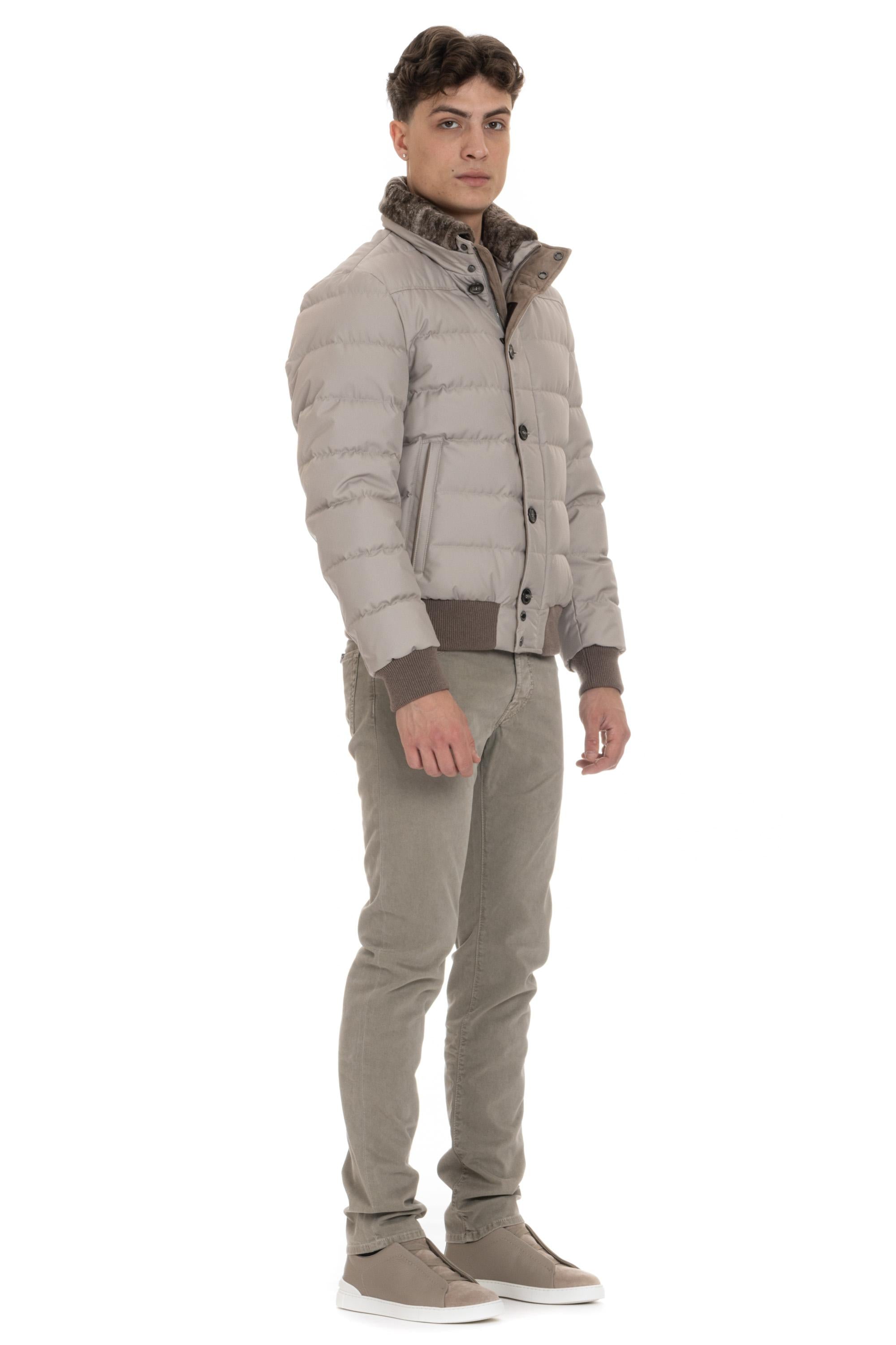 Moorer Piumino bomber con collo in castoro mod. Audenio-GF AUDENIO-GF STONE 