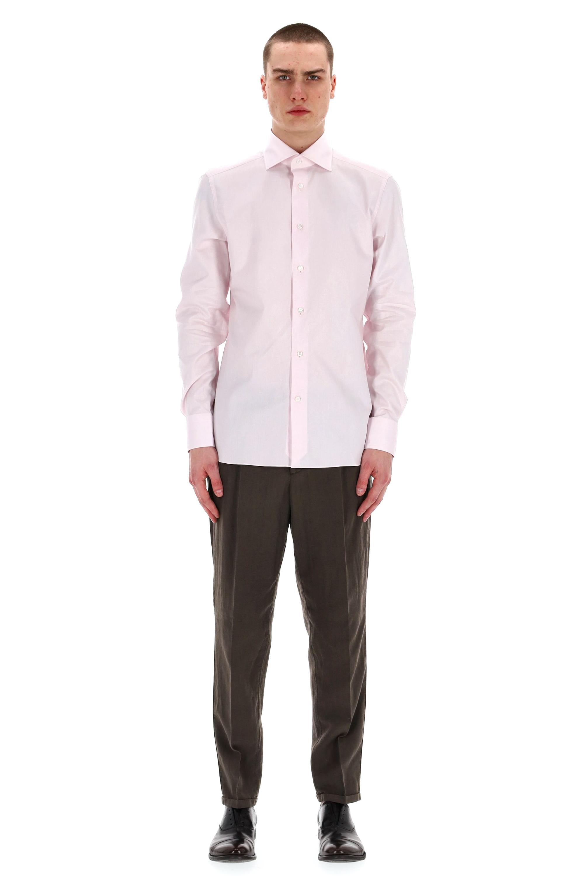 Camicia tramata in cotone Trofeo 903903A9 9MS0BA ROSA Zegna 