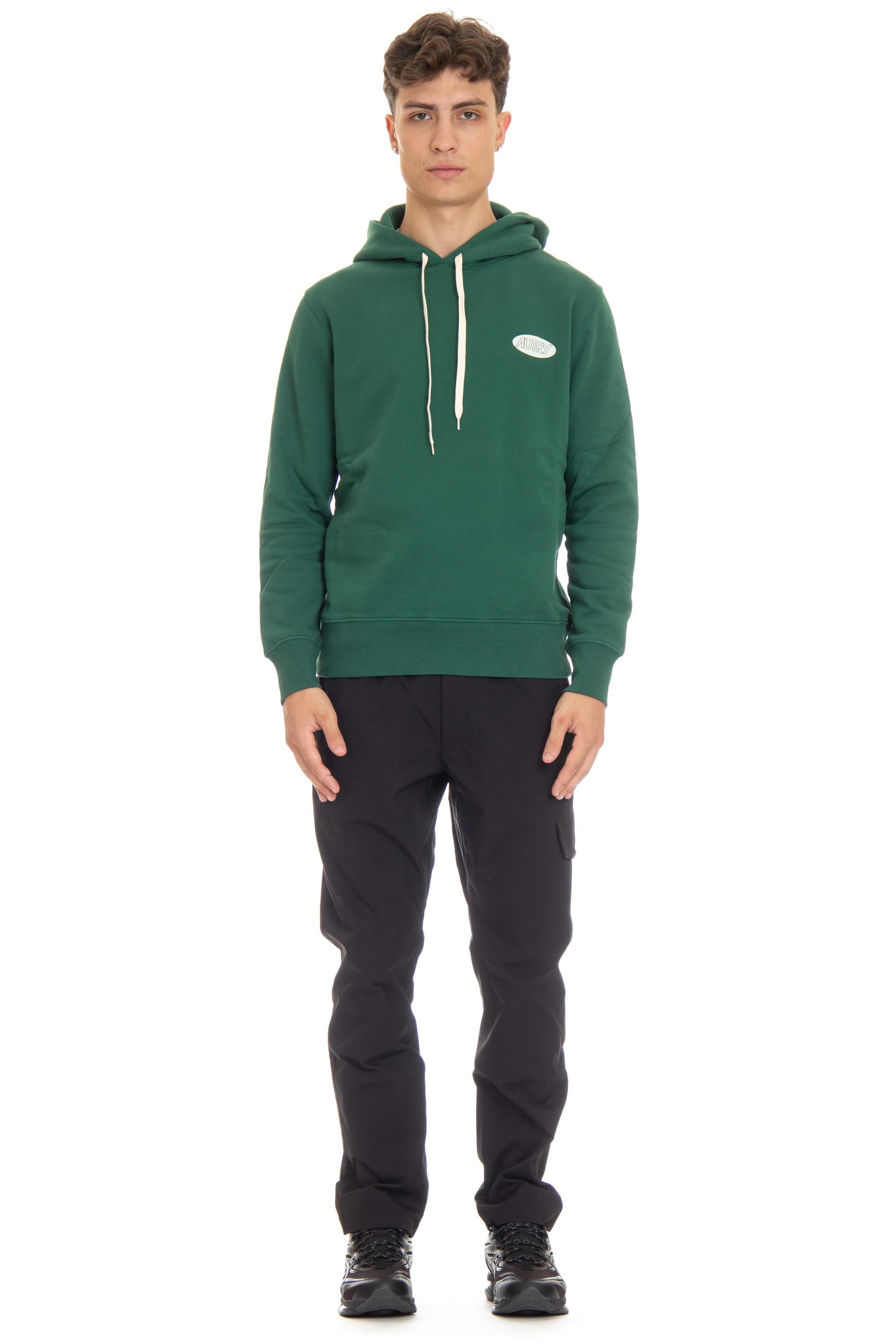 Autry Felpa in cotone con logo e cappuccio HOPM 02JV JERSEY GREEN 
