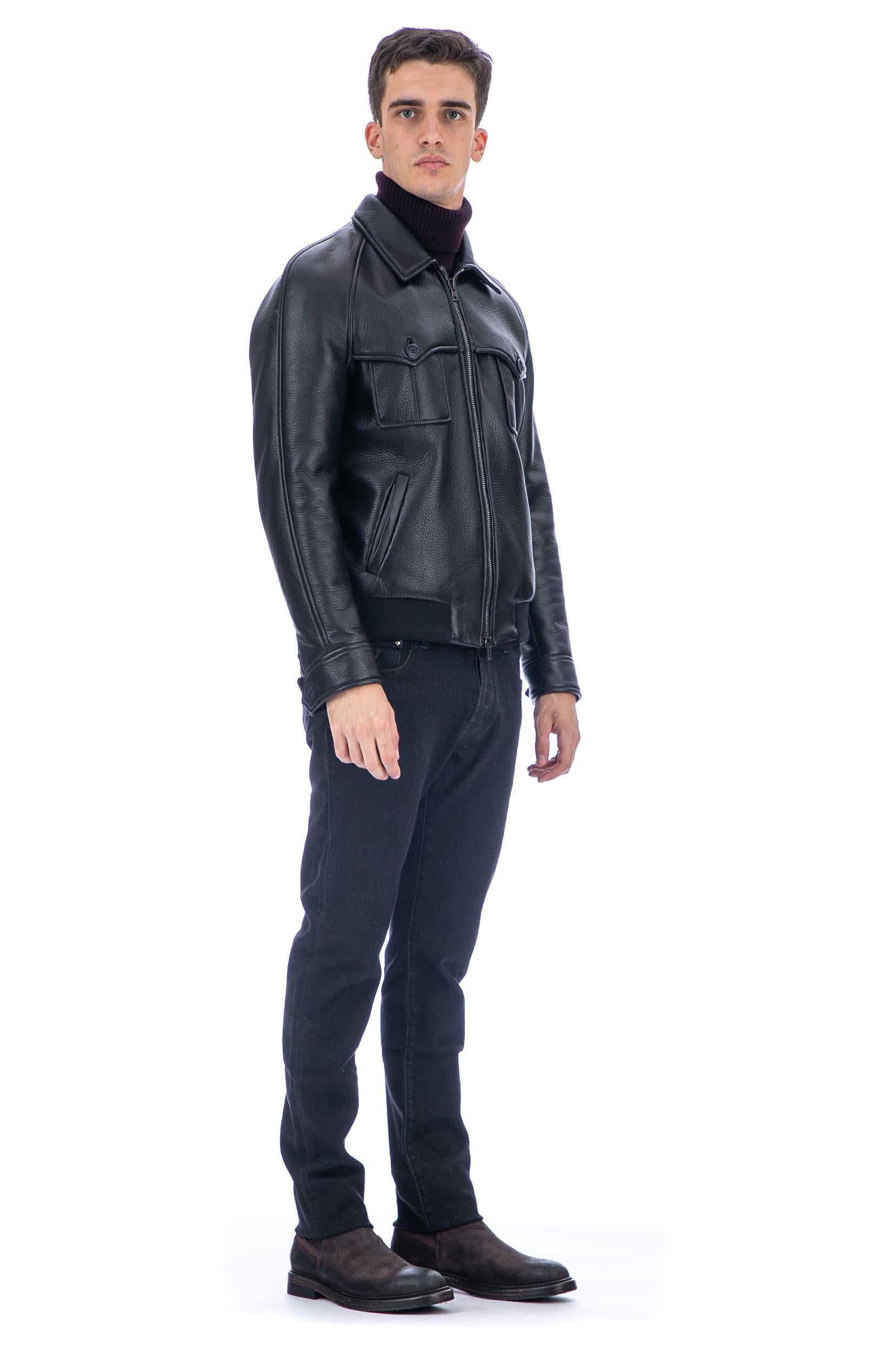 Giubbotto bomber in nappa 41528-U BLACK Salvatore Santoro 