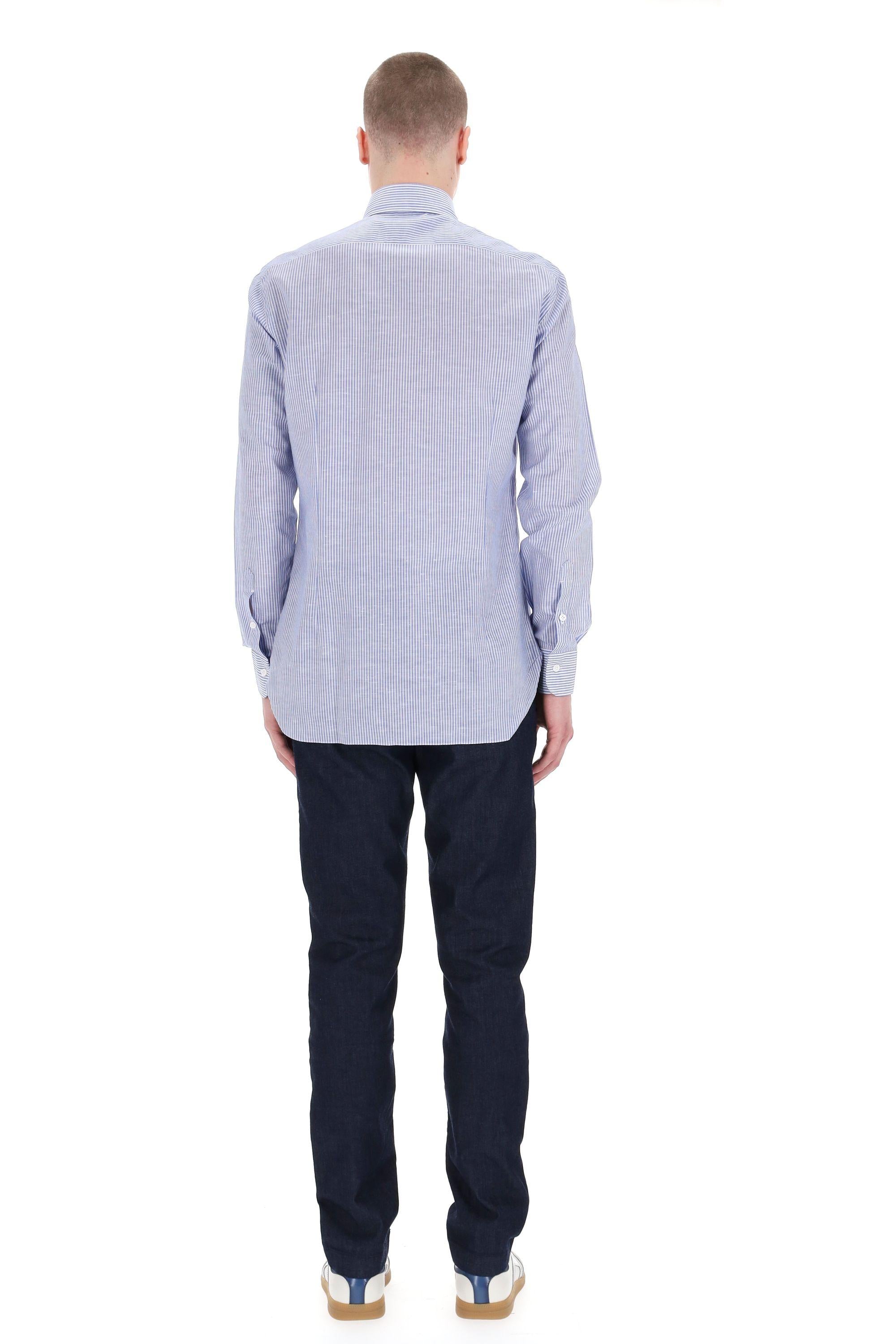 Camicia sartoriale bacchettata in cotone-lino linea culto K1U13P0134010U 2 Barba 