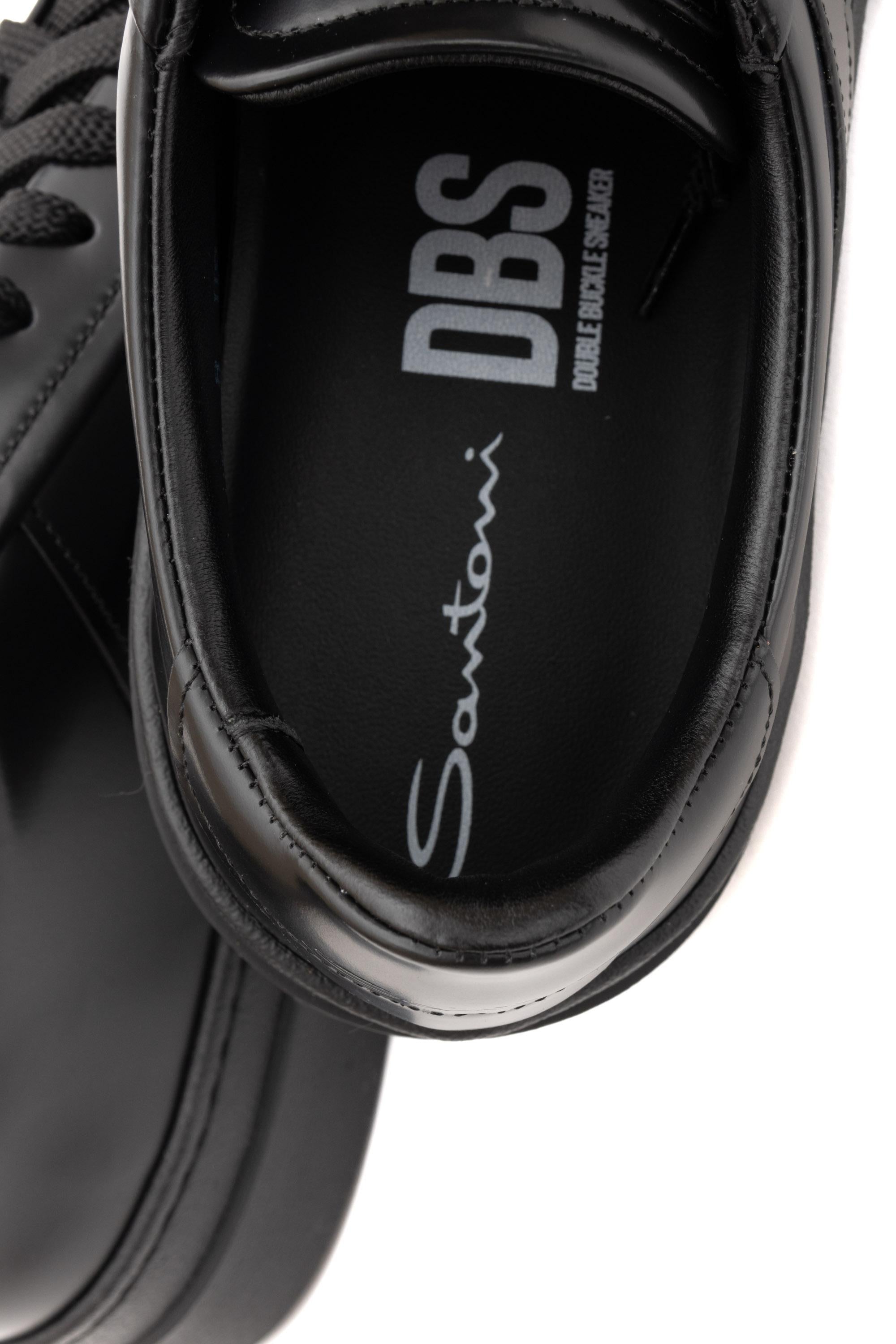 Sneaker Double Buckle in pelle di vitello spazzolato MBGT21779NEORPHB N01 Santoni 