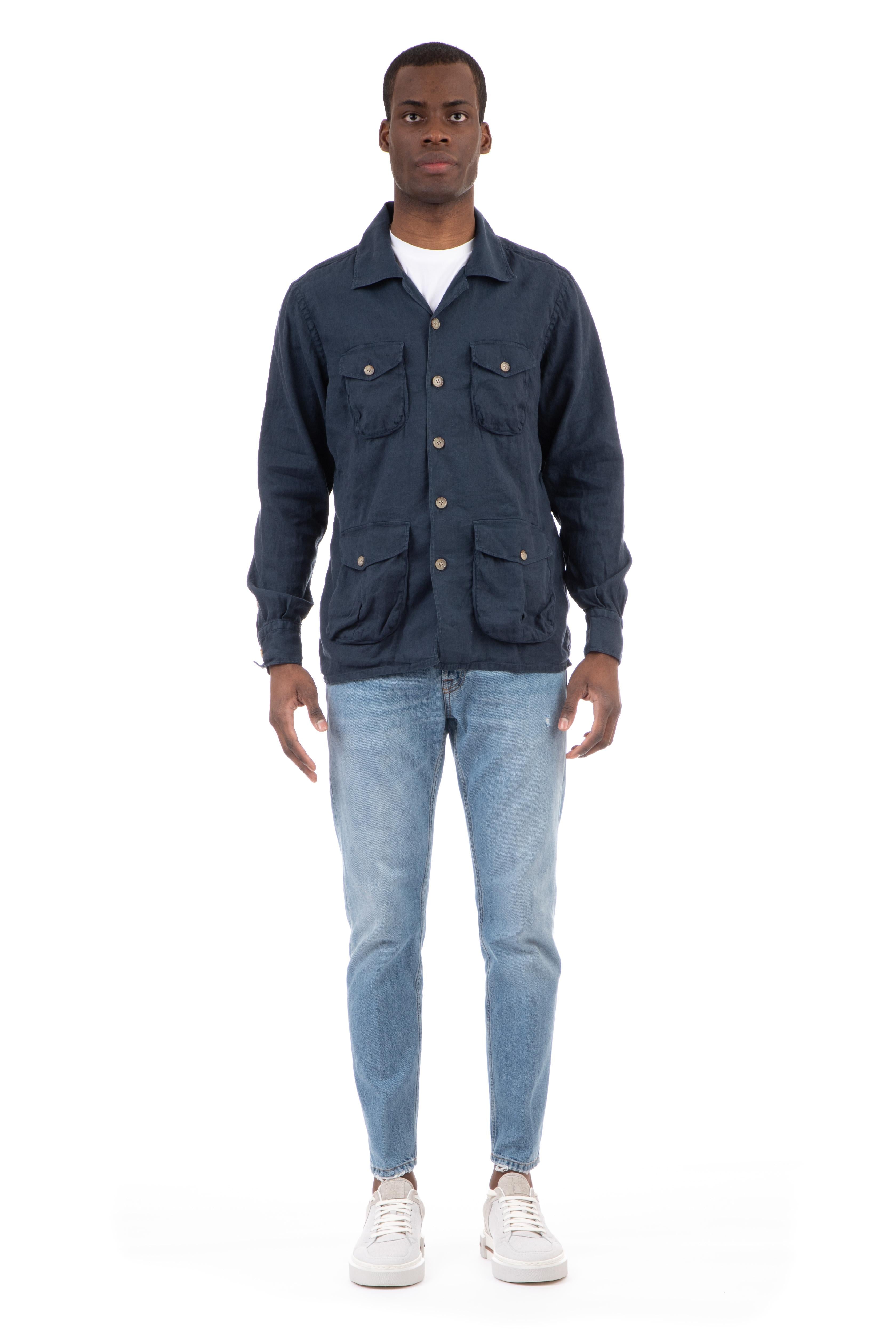 Eleventy Camicia overshirt in lino-cotone comfort E75CAME08 TET0E027 11 