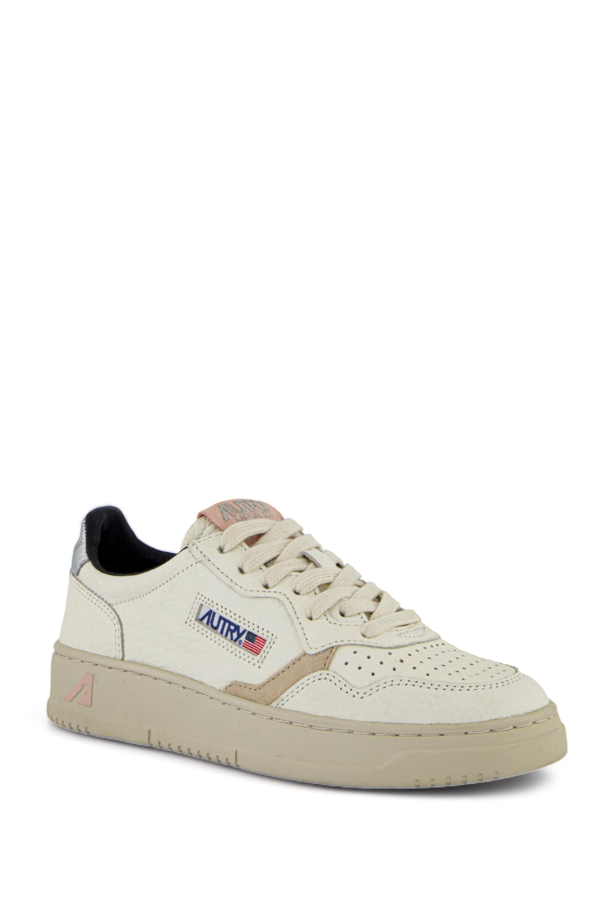 Autry Sneaker Medalist donna low in pelle effetto elephant AULW LE18 SLV/BK/PW/GR 