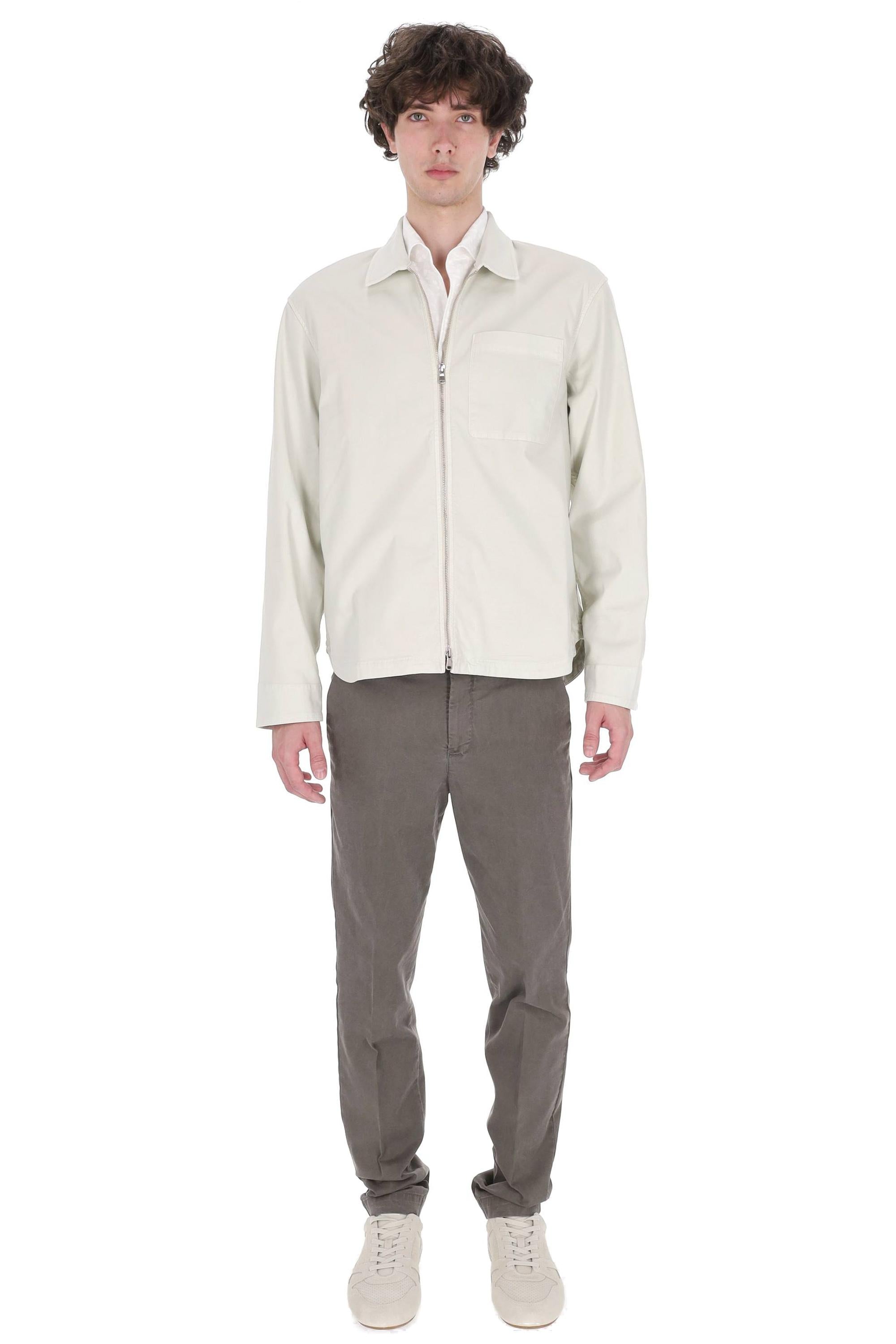 Officine Générale Overshirt full zip in twill di cotone/lyocell mod. Malo MOVS070 MOON 