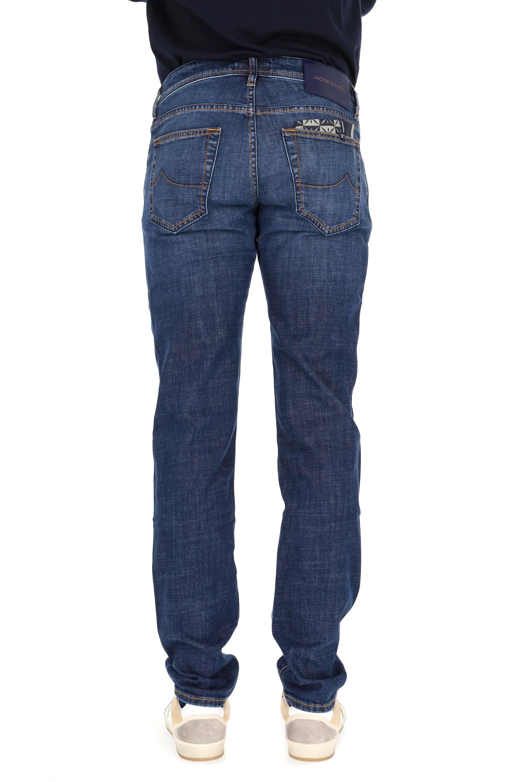 Jacob Cohen Jeans in cotone comfort etichetta in pelle saffiano Nick fit JUM_QE006-032-S3736 100D 