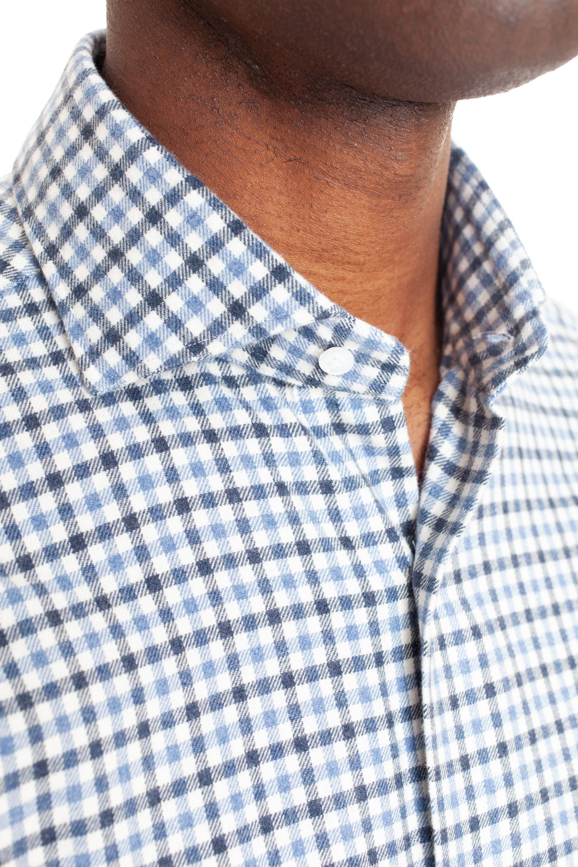 Camicia in flanenlla fantasia vichy linea Dandylife LIU13P0136016.X BI/BLU Barba 
