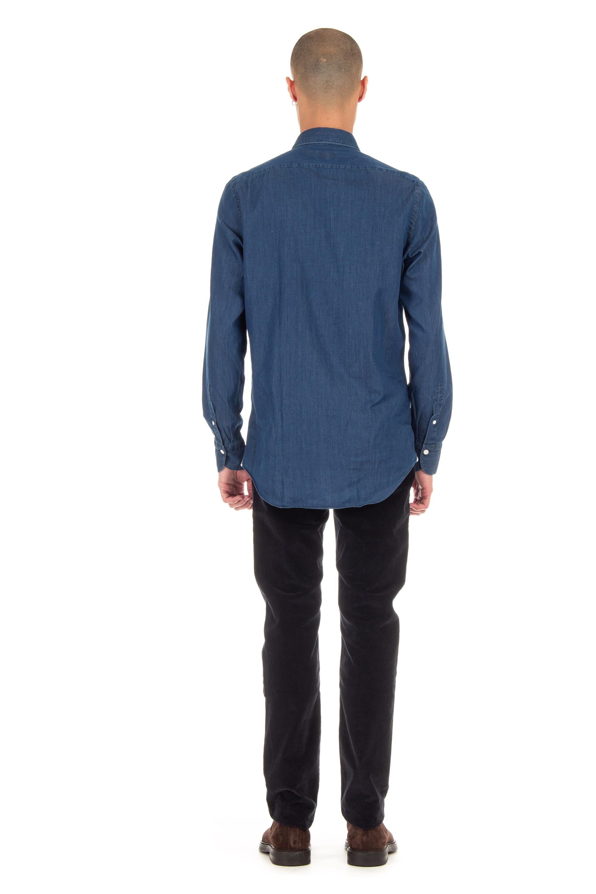 Finamore Camicia sartoriale in twill denim linea milano ML-ZNPS-Z 045880 C0512D 11 