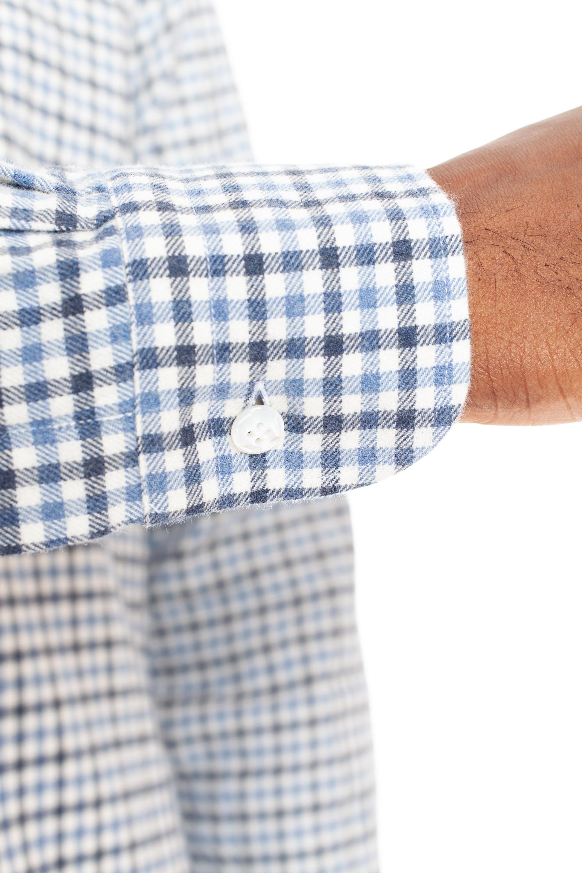 Camicia in flanenlla fantasia vichy linea Dandylife LIU13P0136016.X BI/BLU Barba 
