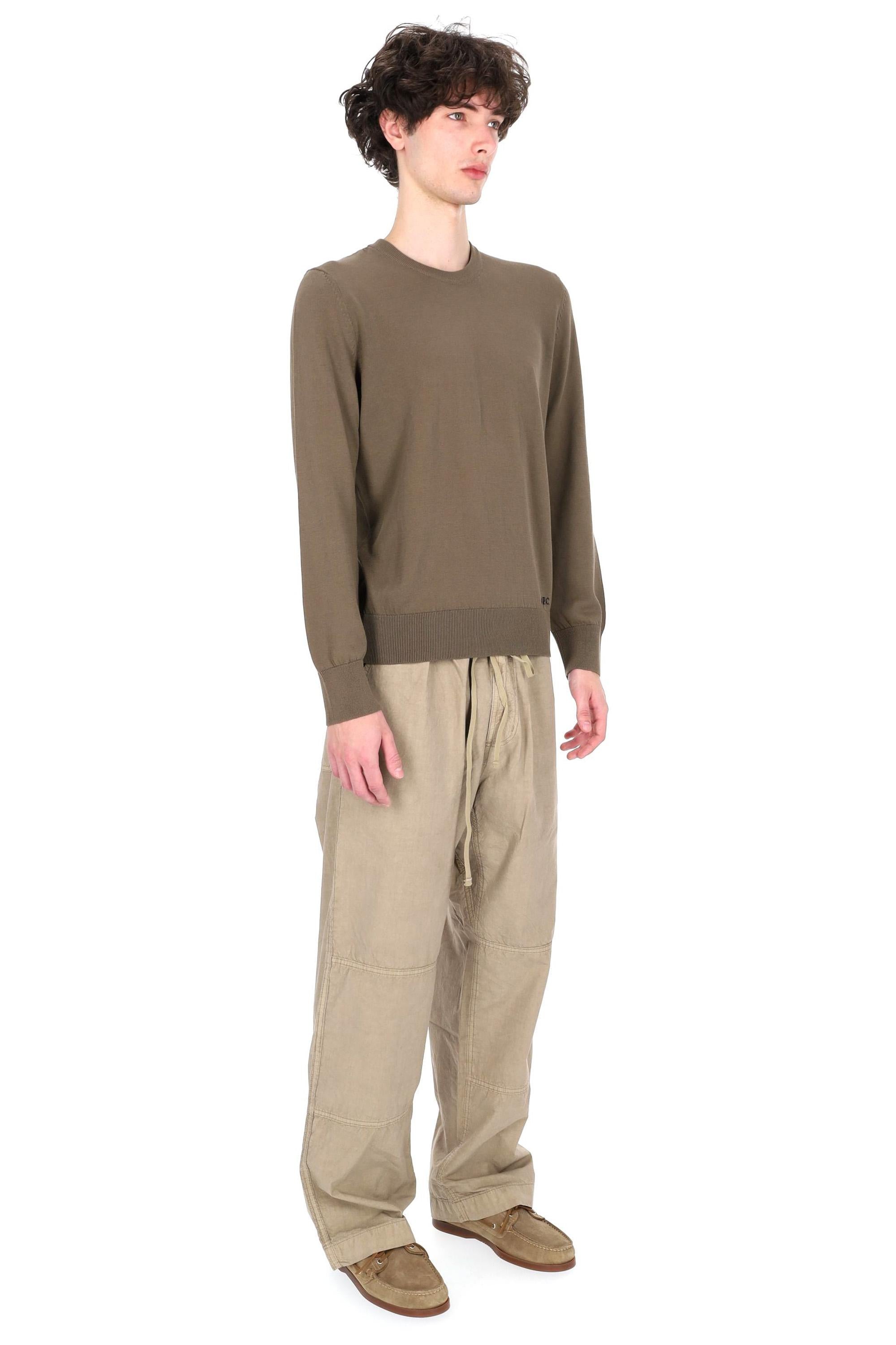 A.P.C. Maglia girocollo in cotone con logo A.P.C COEZJ-H23455/2 PKB-KAKI CHINE 