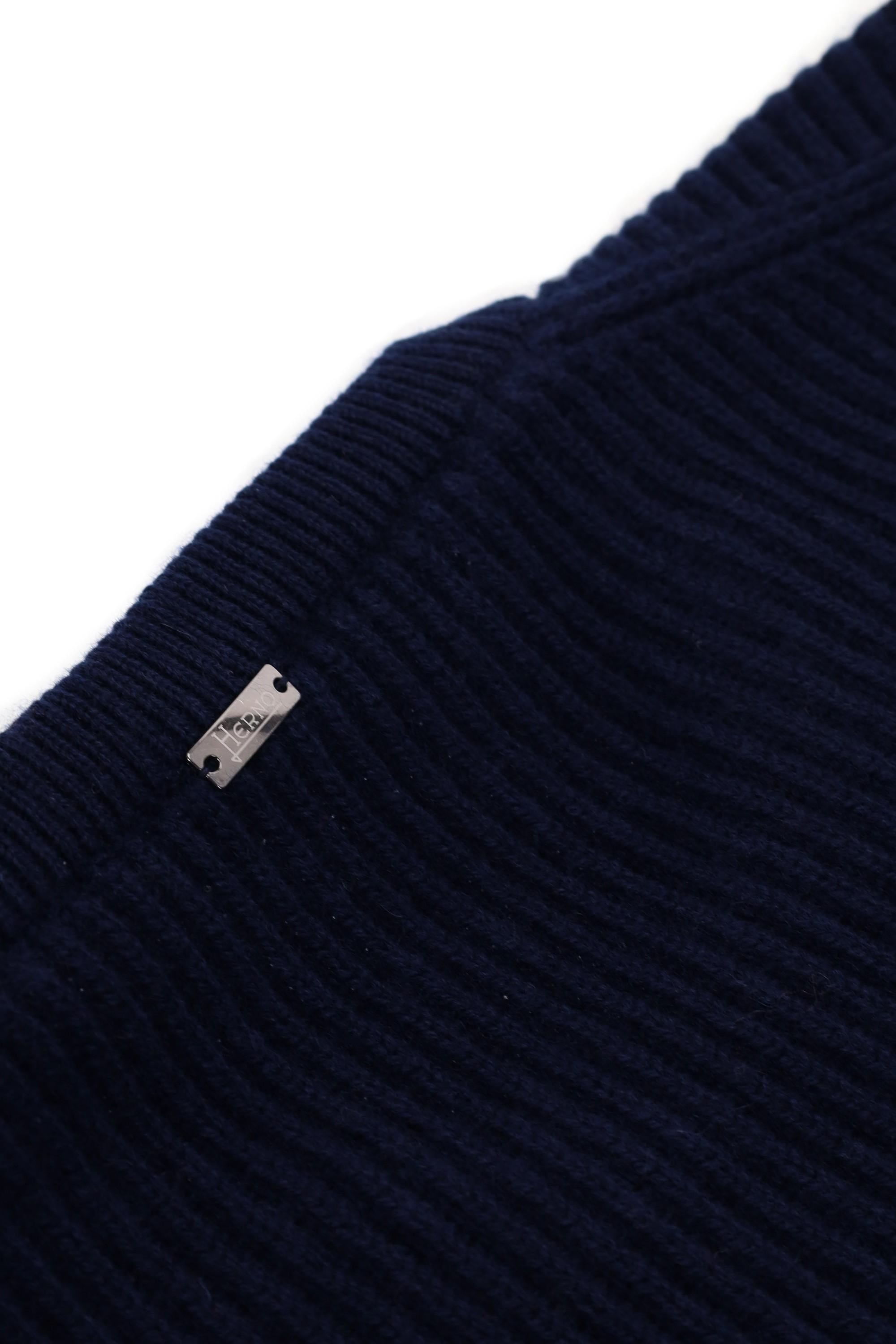 Maglia girocollo in lana-cashmere a coste MG000146U 9200 Herno 